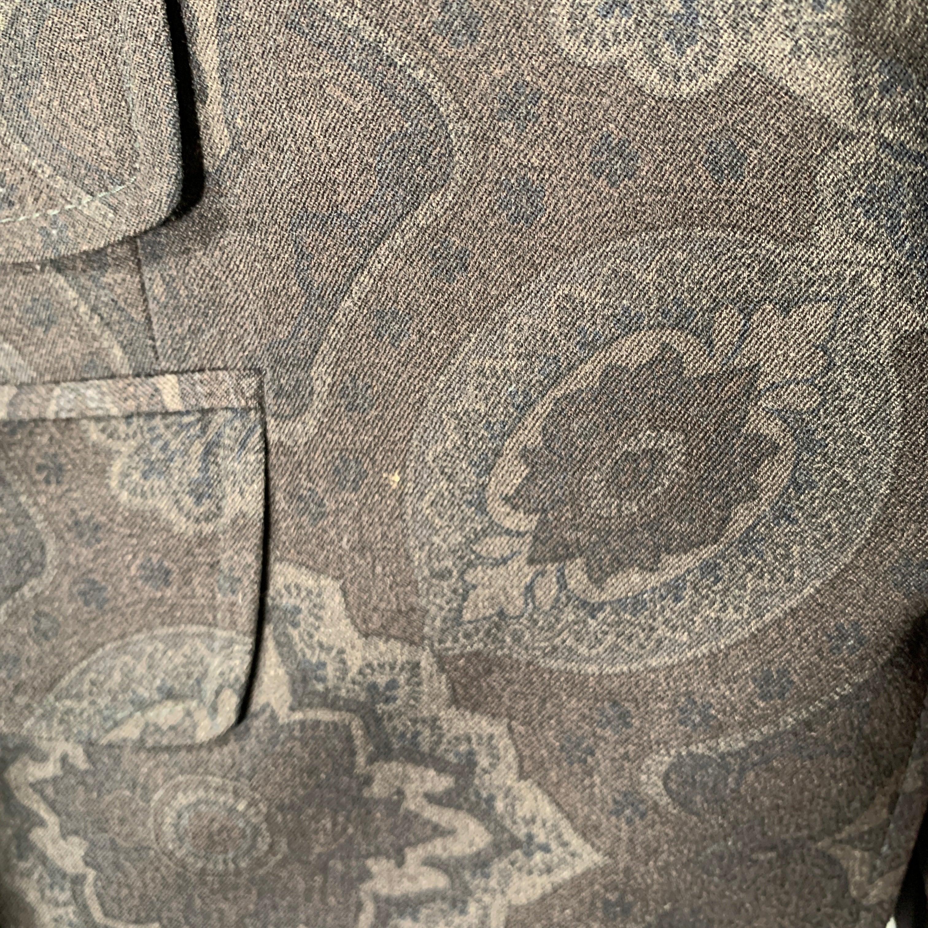 ETRO tailleur à revers en laine imprimé gris anthracite taille 38 en vente 3
