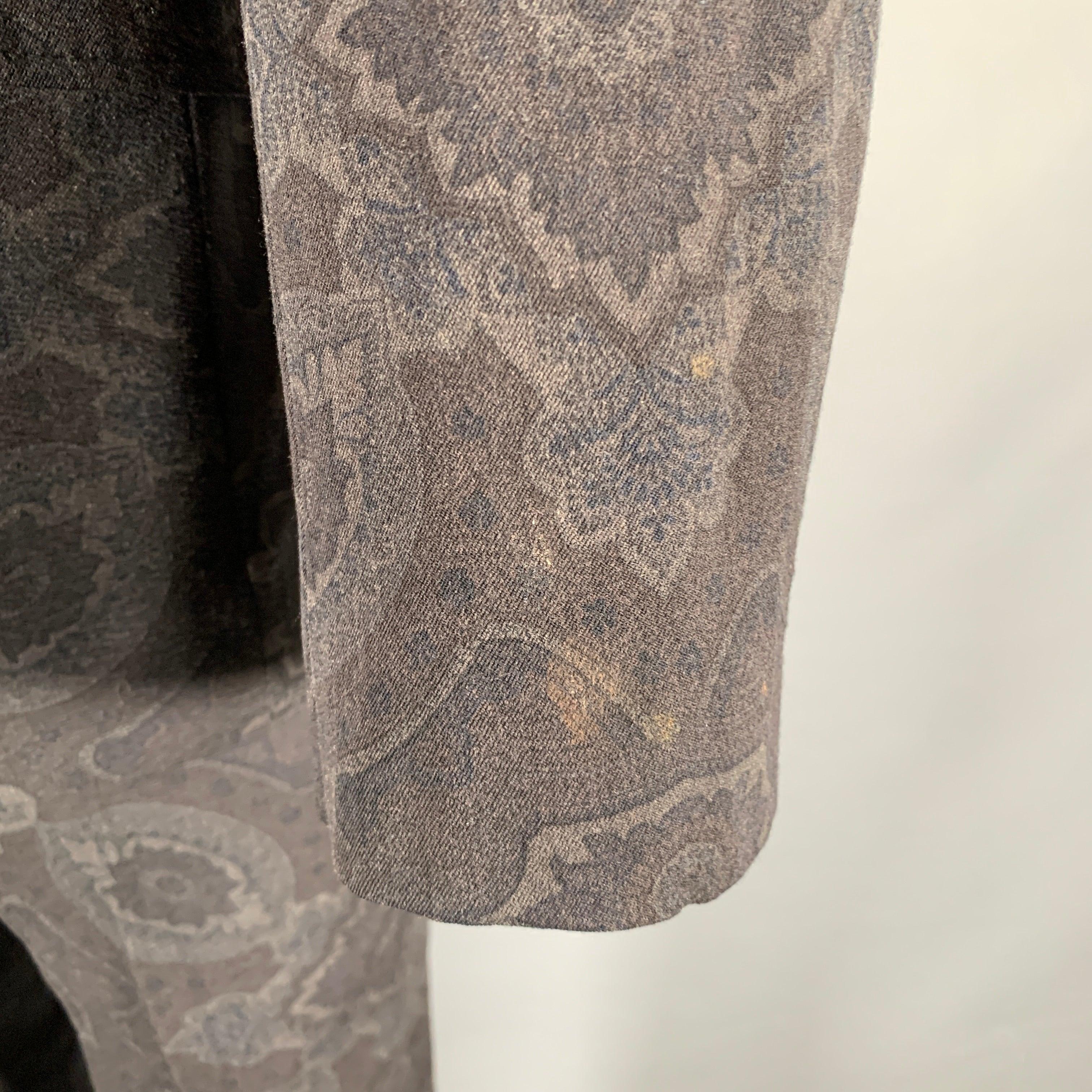 ETRO tailleur à revers en laine imprimé gris anthracite taille 38 en vente 4