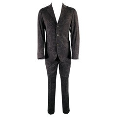 ETRO tailleur à revers en laine imprimé gris anthracite taille 38