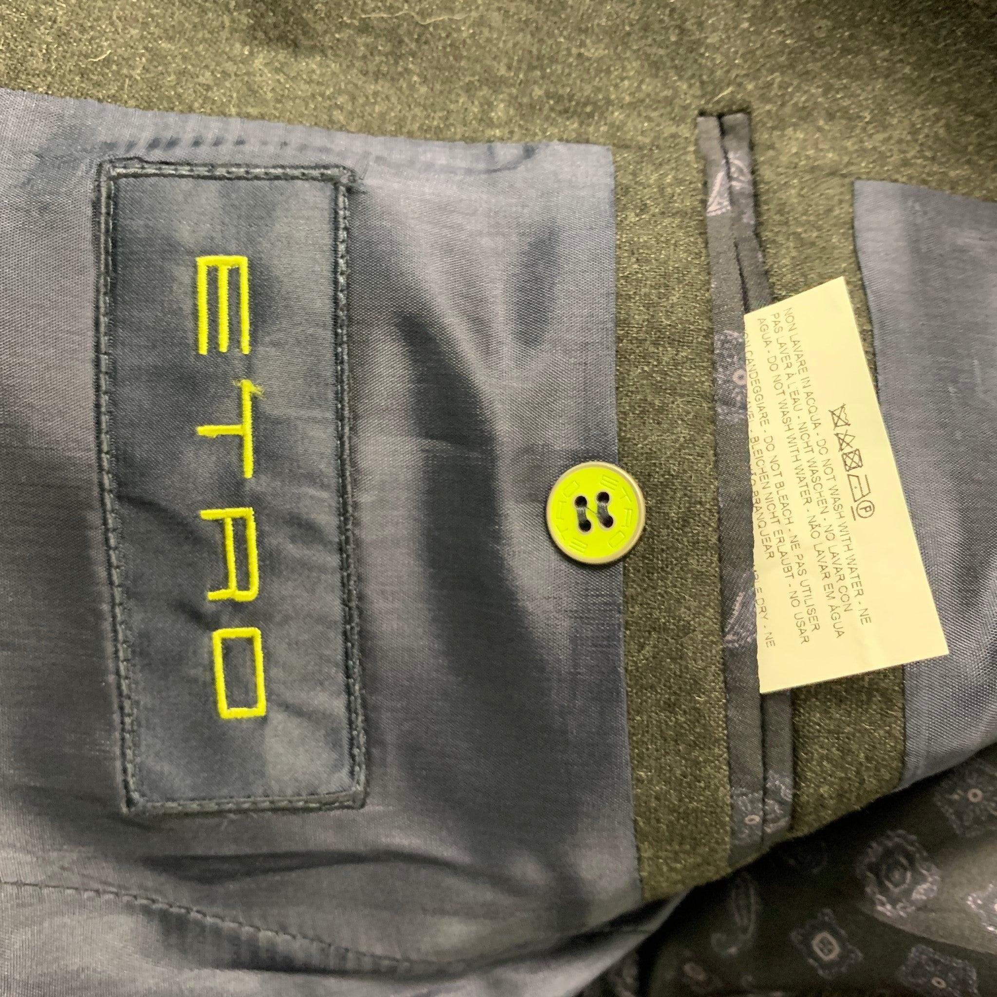 Men's ETRO Size 38 Charcoal Mixed Fabrics Wool Blend Notch Lapel Sport Coat For Sale