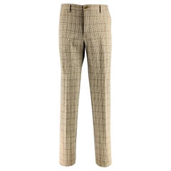 ETRO Size 38 Grey Taupe Houndstooth Cotton Wool Flat Front Dress Pants ETRO Size 38 Grey Taupe Houndstooth Cotton Wool Flat Front Dress Pants