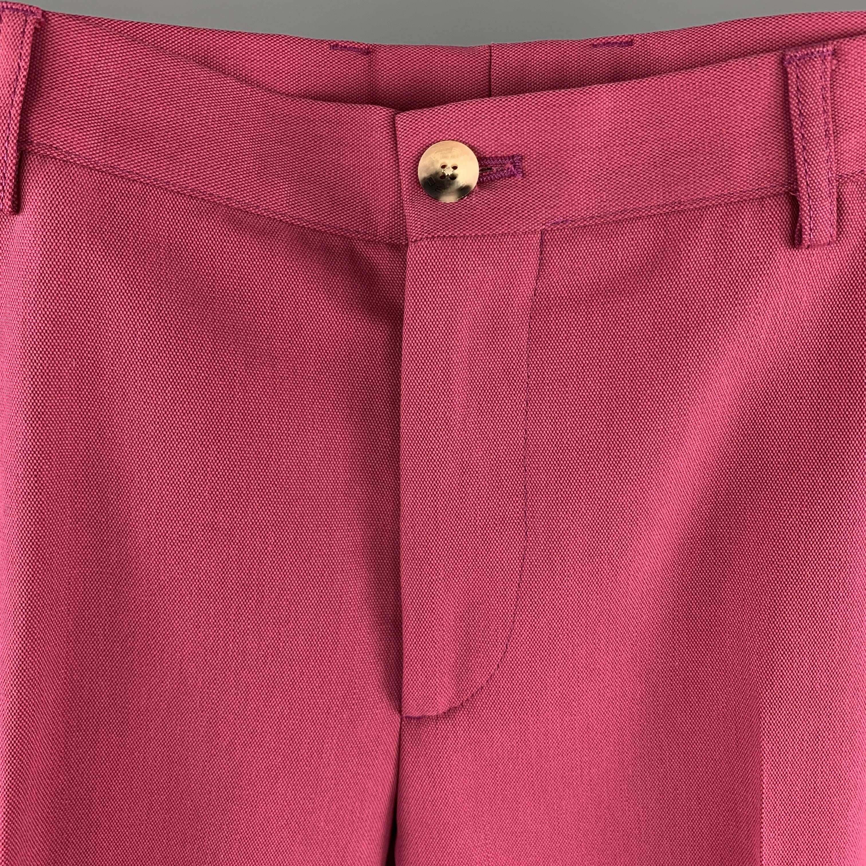 ETRO Size 38 Muted Pink Solid Cotton Blend Pique Zip Fly Casual Pants In Excellent Condition In San Francisco, CA