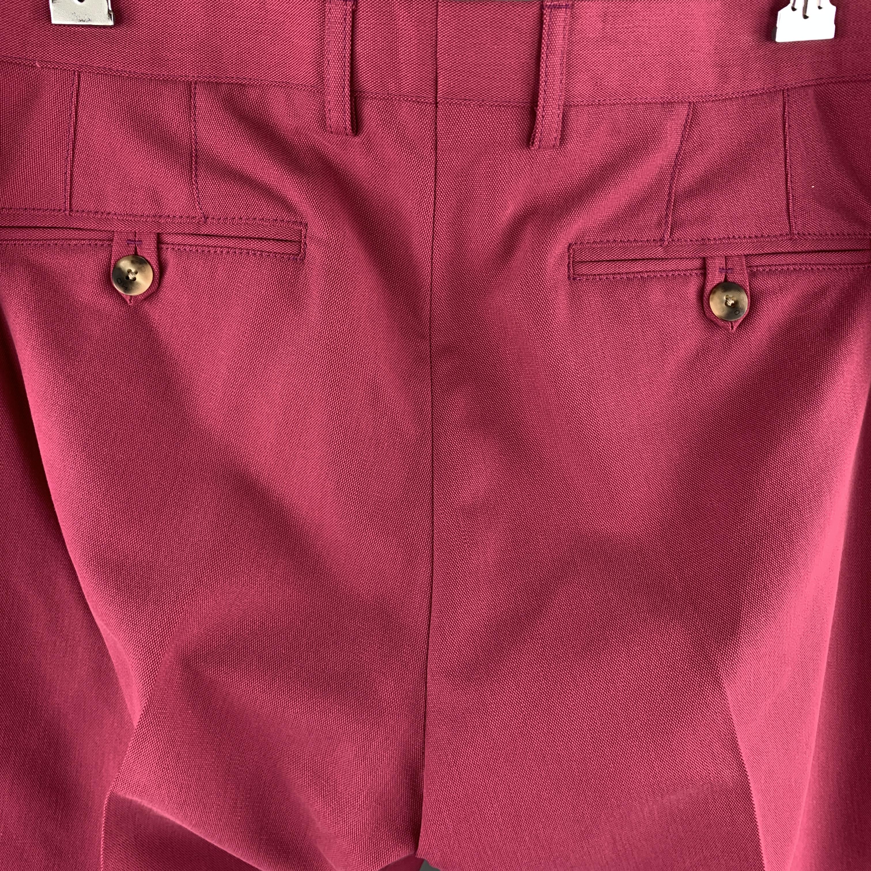 ETRO Size 38 Muted Pink Solid Cotton Blend Pique Zip Fly Casual Pants 1