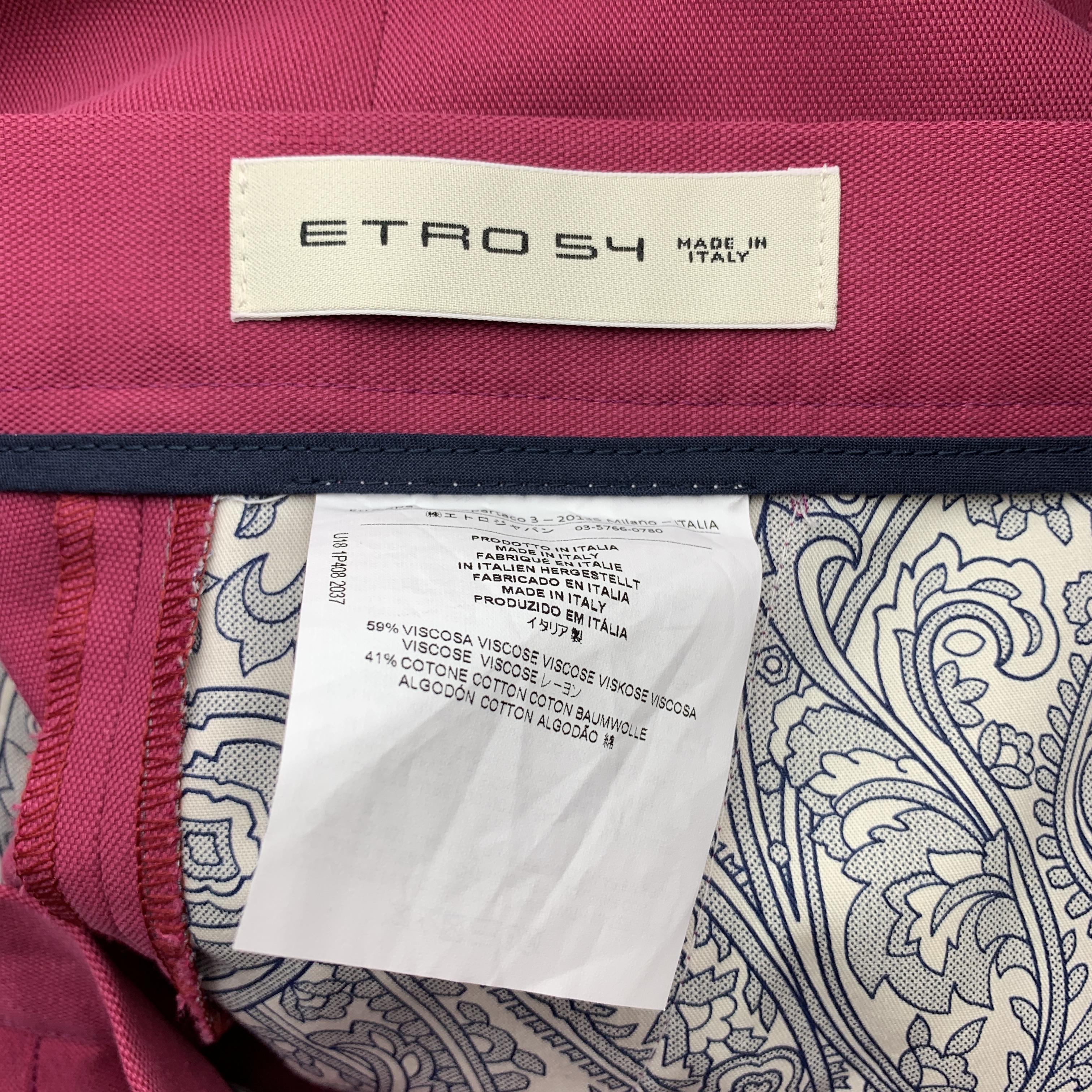 ETRO Size 38 Muted Pink Solid Cotton Blend Pique Zip Fly Casual Pants 2