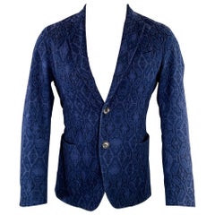 ETRO Size 38 Navy Black Navajo Cotton Blend Single Breasted Sport Coat