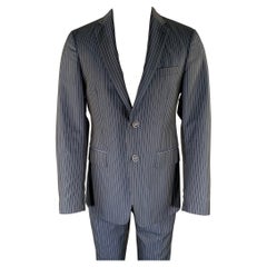 ETRO Size 38 Navy Blue Pinstripe Wool Notch Lapel Suit