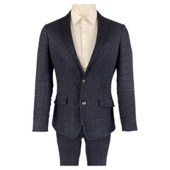 ETRO Size 38 Navy Olive Linen Cotton Single Breasted Slim Fit Suit