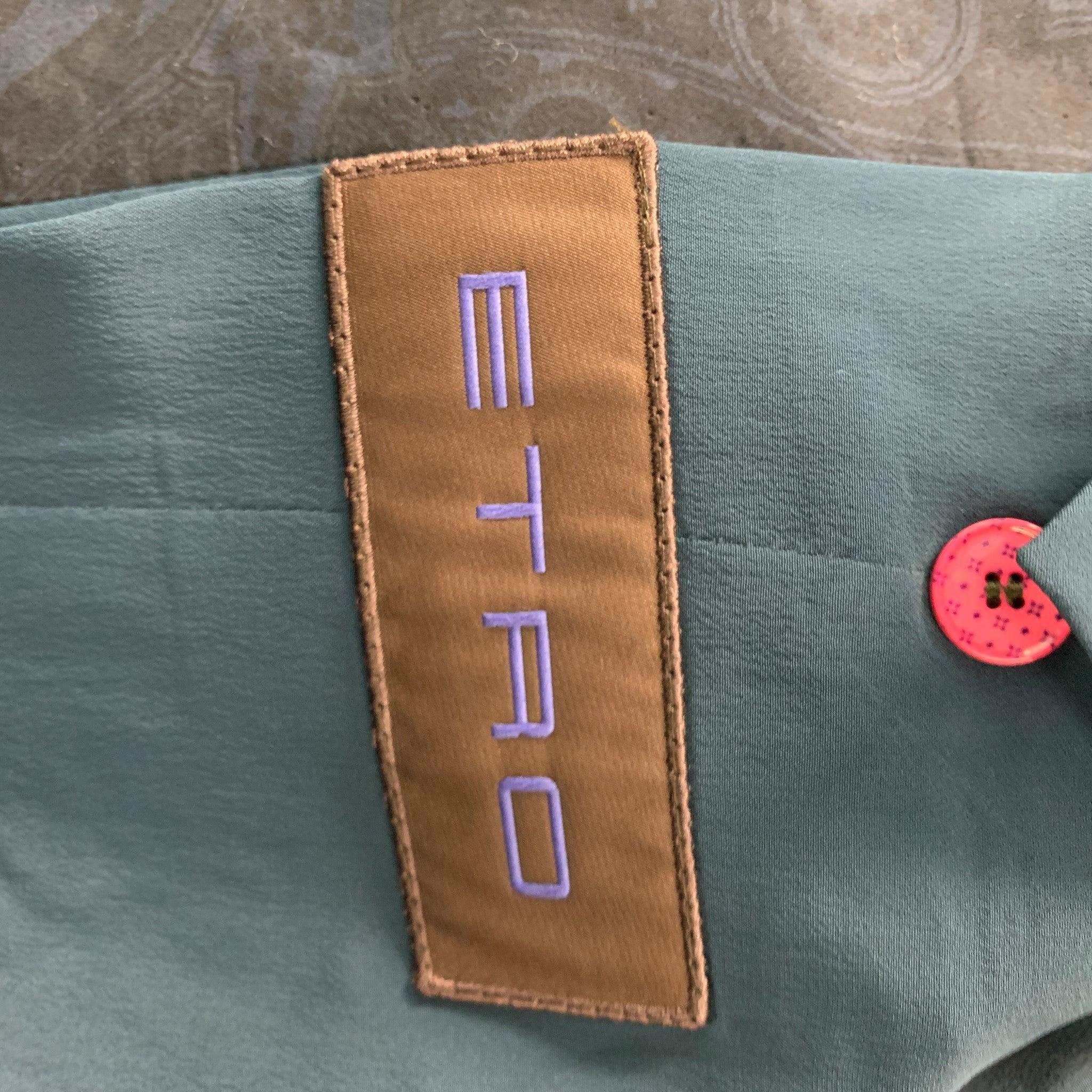 Men's ETRO Size 38 Navy Paisley Cotton Notch Lapel Sport Coat For Sale