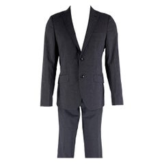 ETRO Talla 38 Lana Paisley Azul Marino  Elastano Traje con solapa de muesca 32 31
