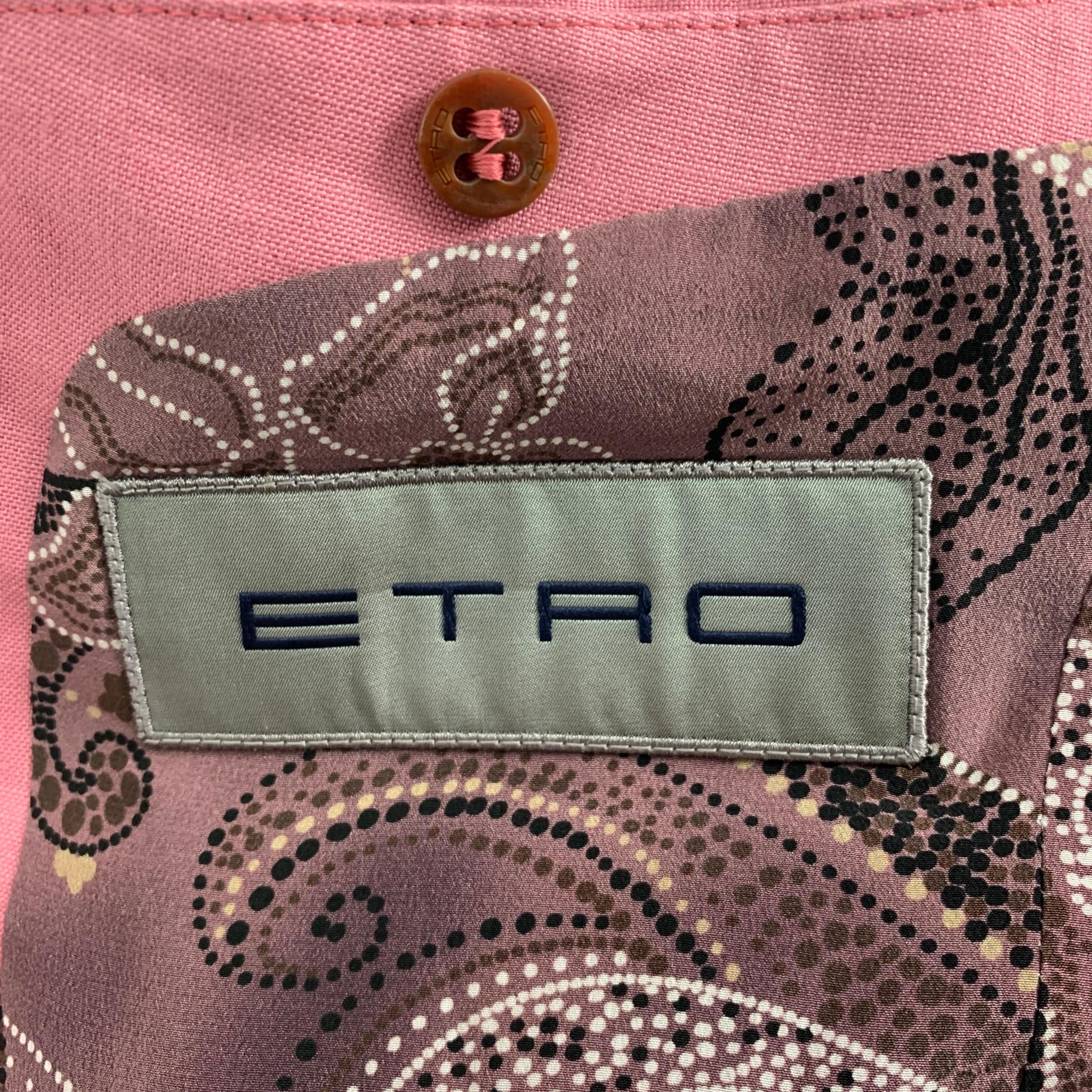 ETRO Size 38 Pink Linen Shawl Collar Suit 3