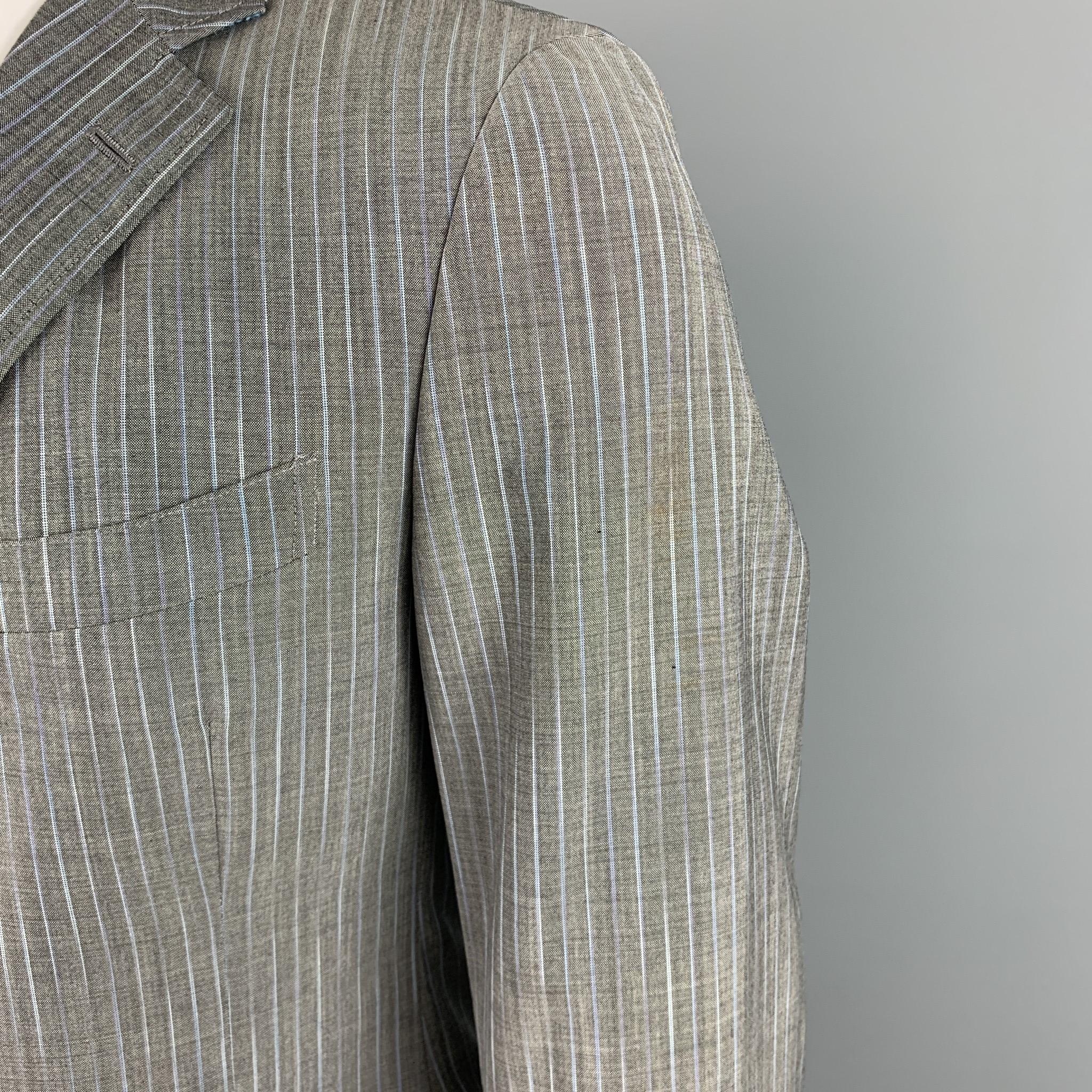ETRO Size 38 Regular Gray Stripe Wool / Mohair Notch Lapel Suit In New Condition In San Francisco, CA