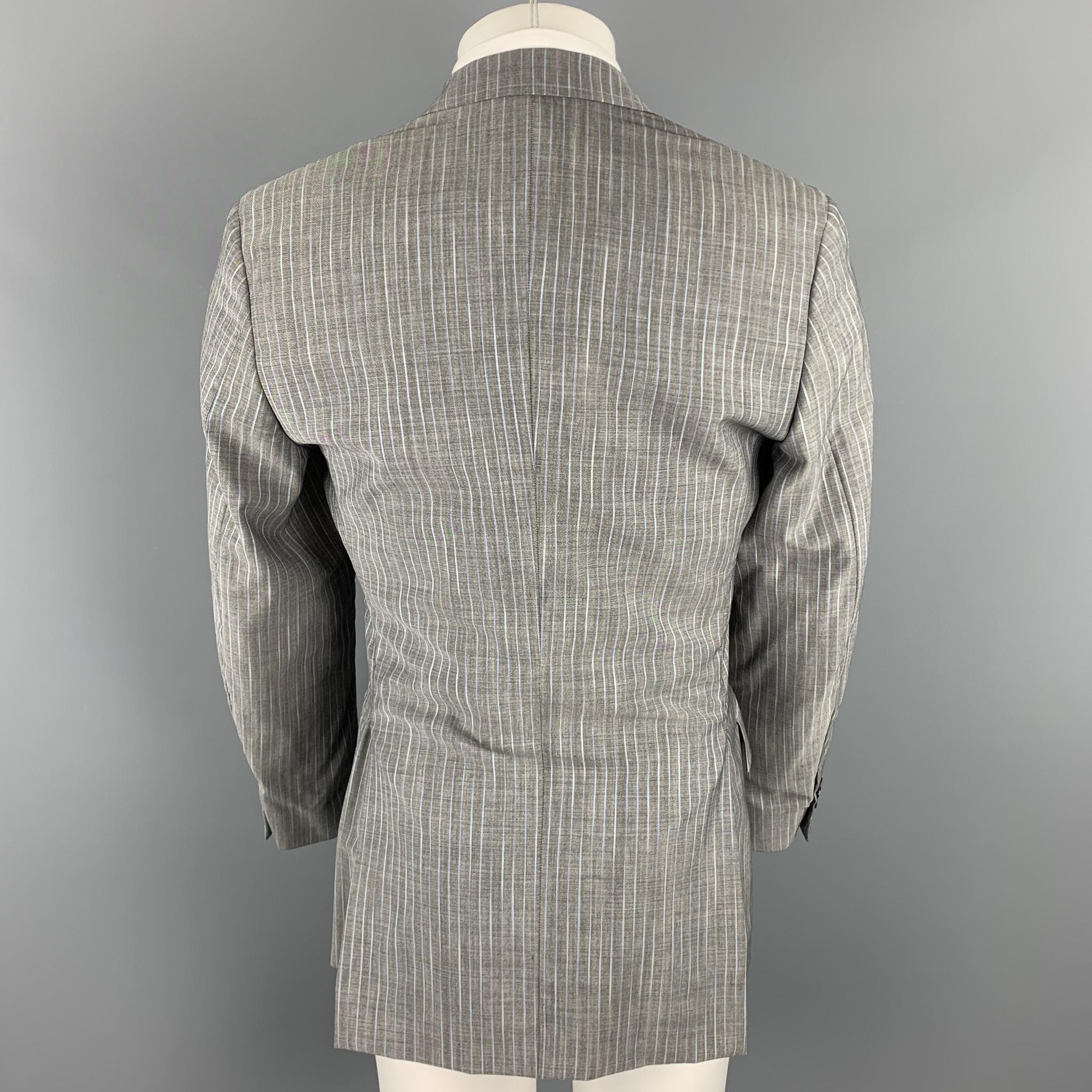 Men's ETRO Size 38 Regular Gray Stripe Wool / Mohair Notch Lapel Suit