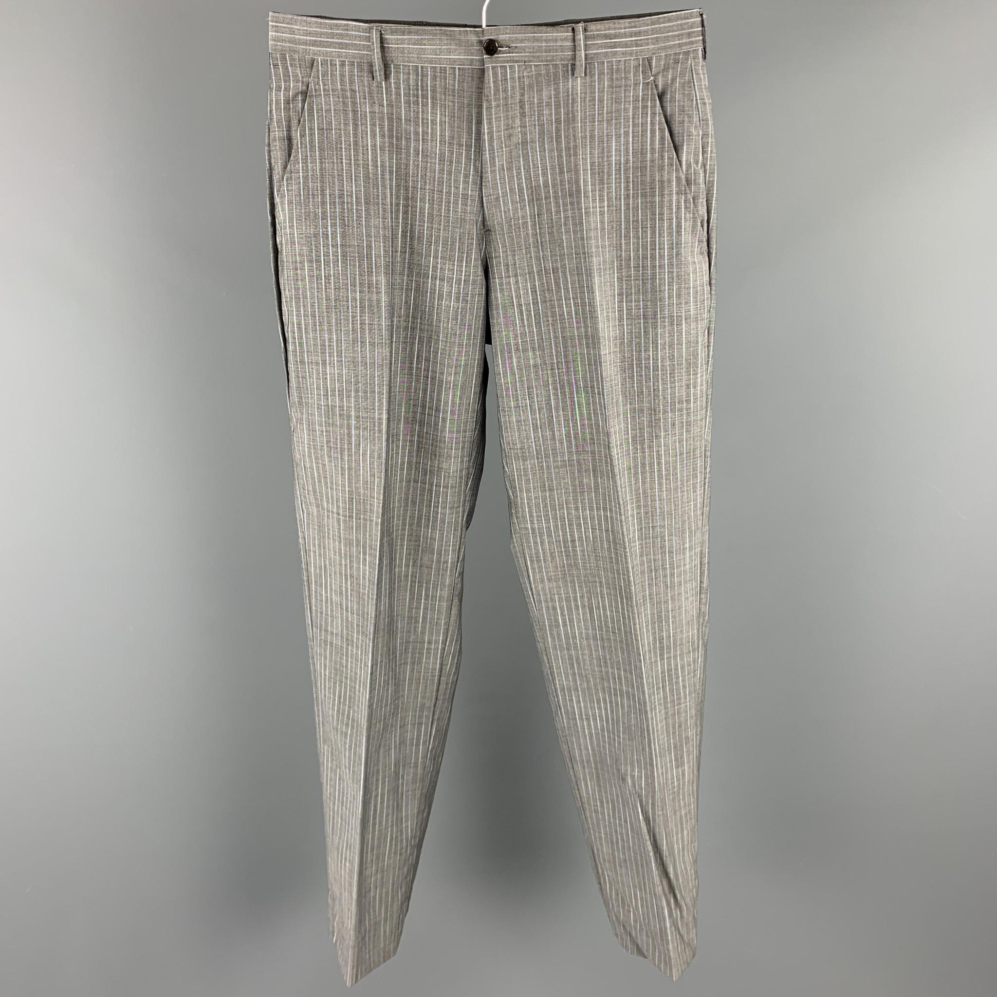 ETRO Size 38 Regular Gray Stripe Wool / Mohair Notch Lapel Suit 2
