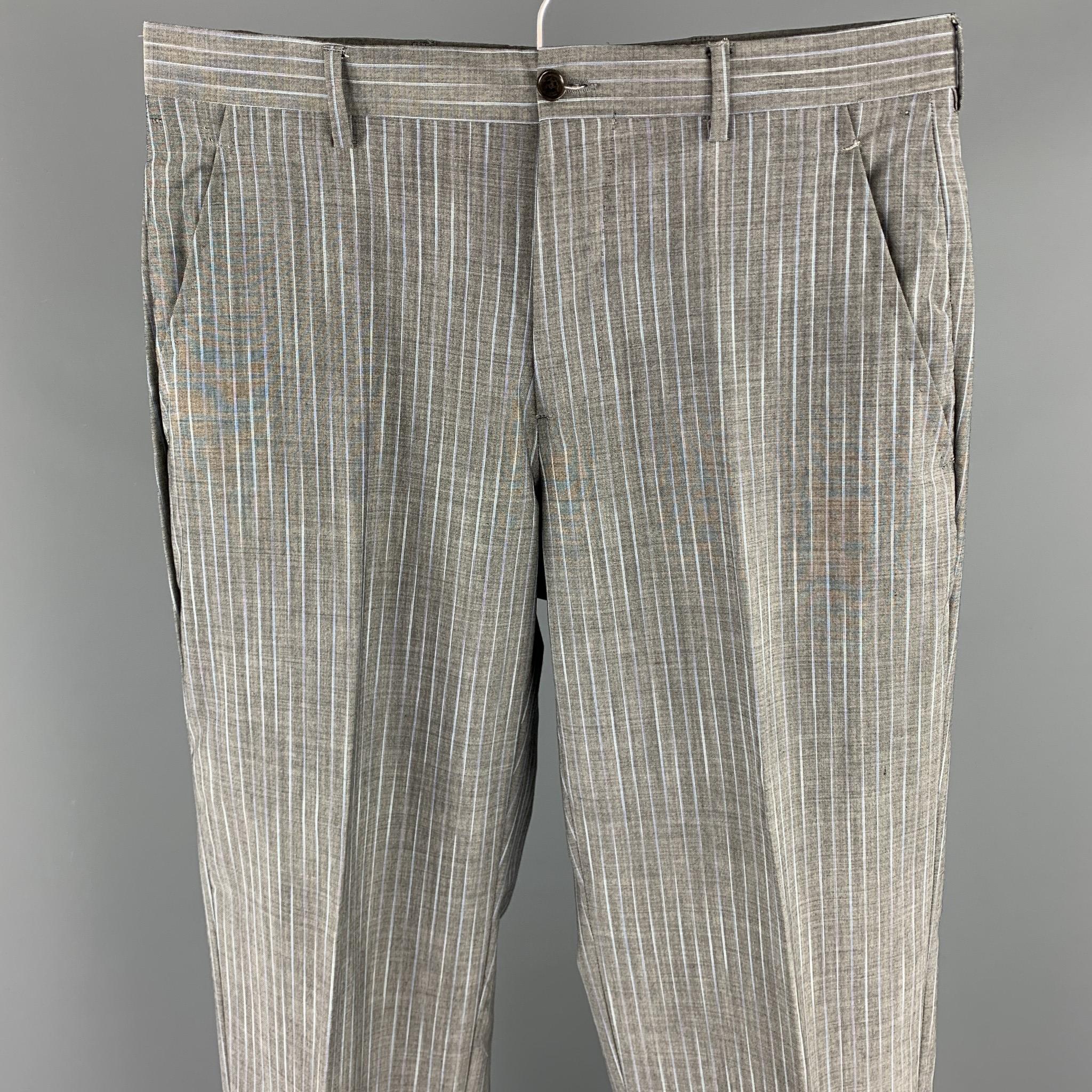 ETRO Size 38 Regular Gray Stripe Wool / Mohair Notch Lapel Suit 3