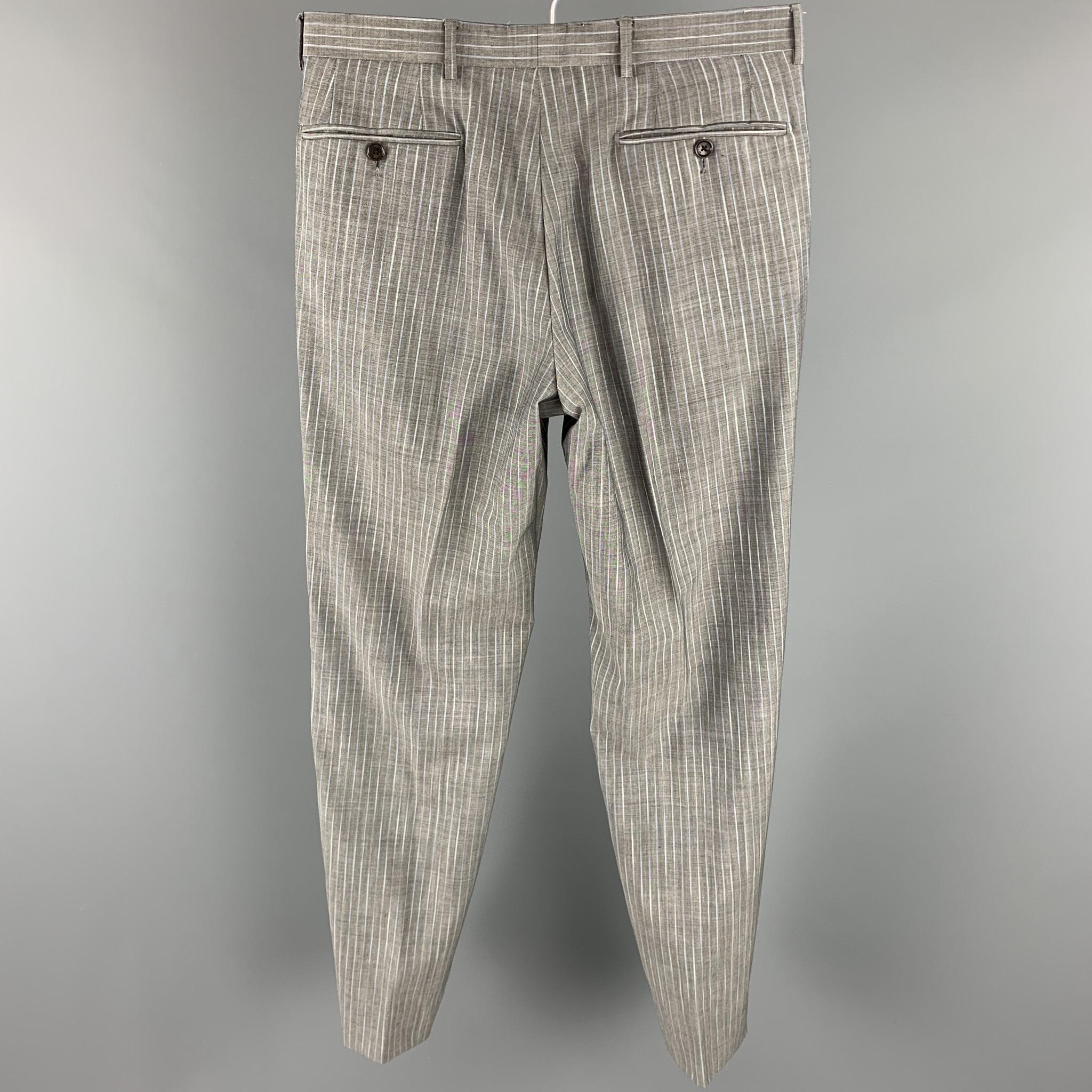 ETRO Size 38 Regular Gray Stripe Wool / Mohair Notch Lapel Suit 4