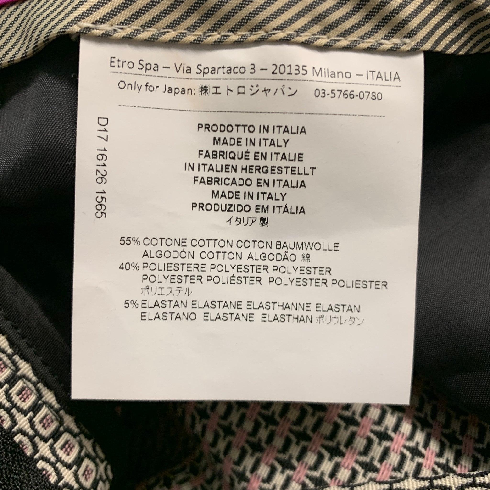 Women's ETRO Size 4 Beige Black Cotton Blend Squares Dress Pants For Sale