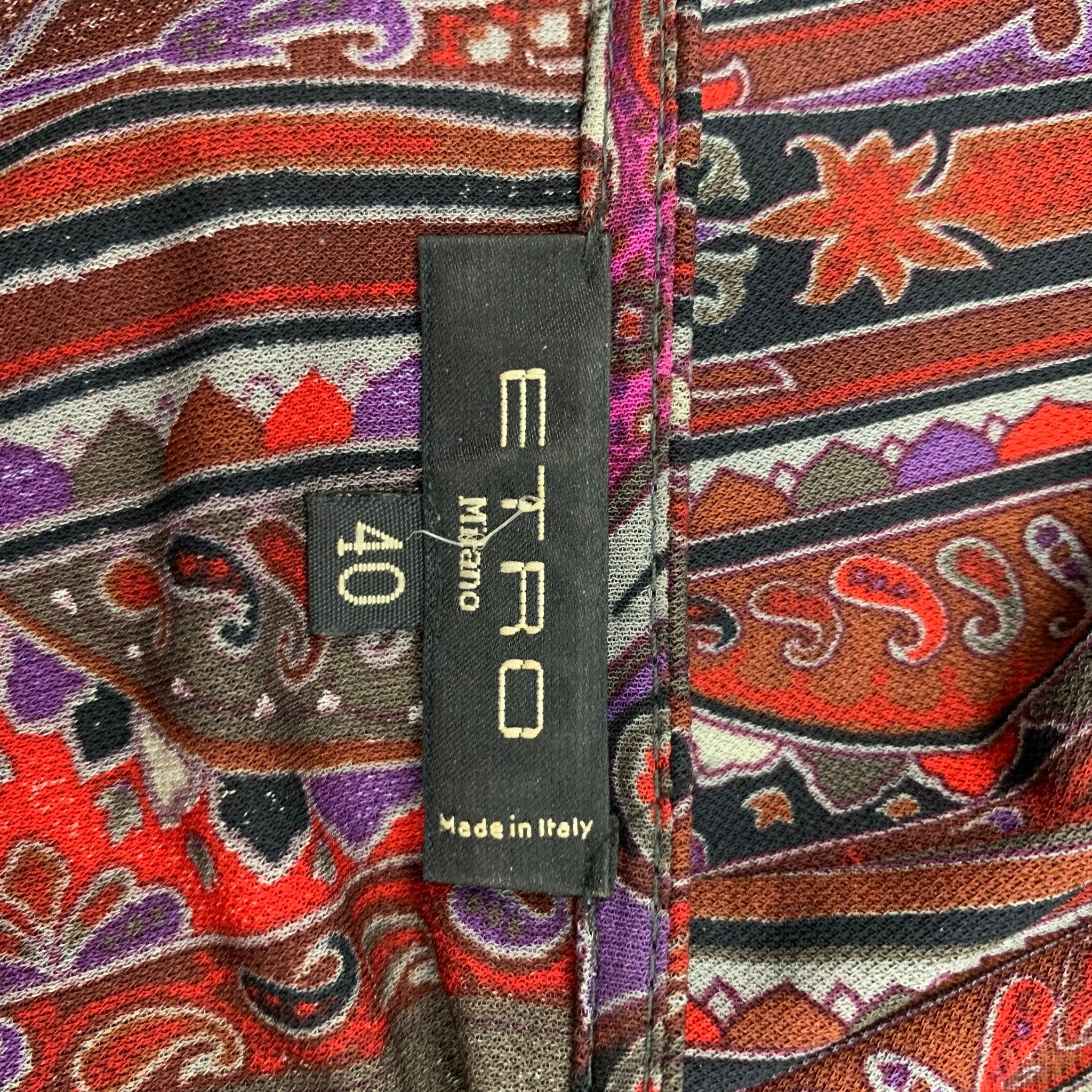 ETRO Size 4 Brown Red Rayon Paisley Sleeveless Casual Top For Sale 1
