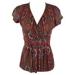 ETRO Taille 4 Brown Red Rayon Paisley Sleeveless Casual Top