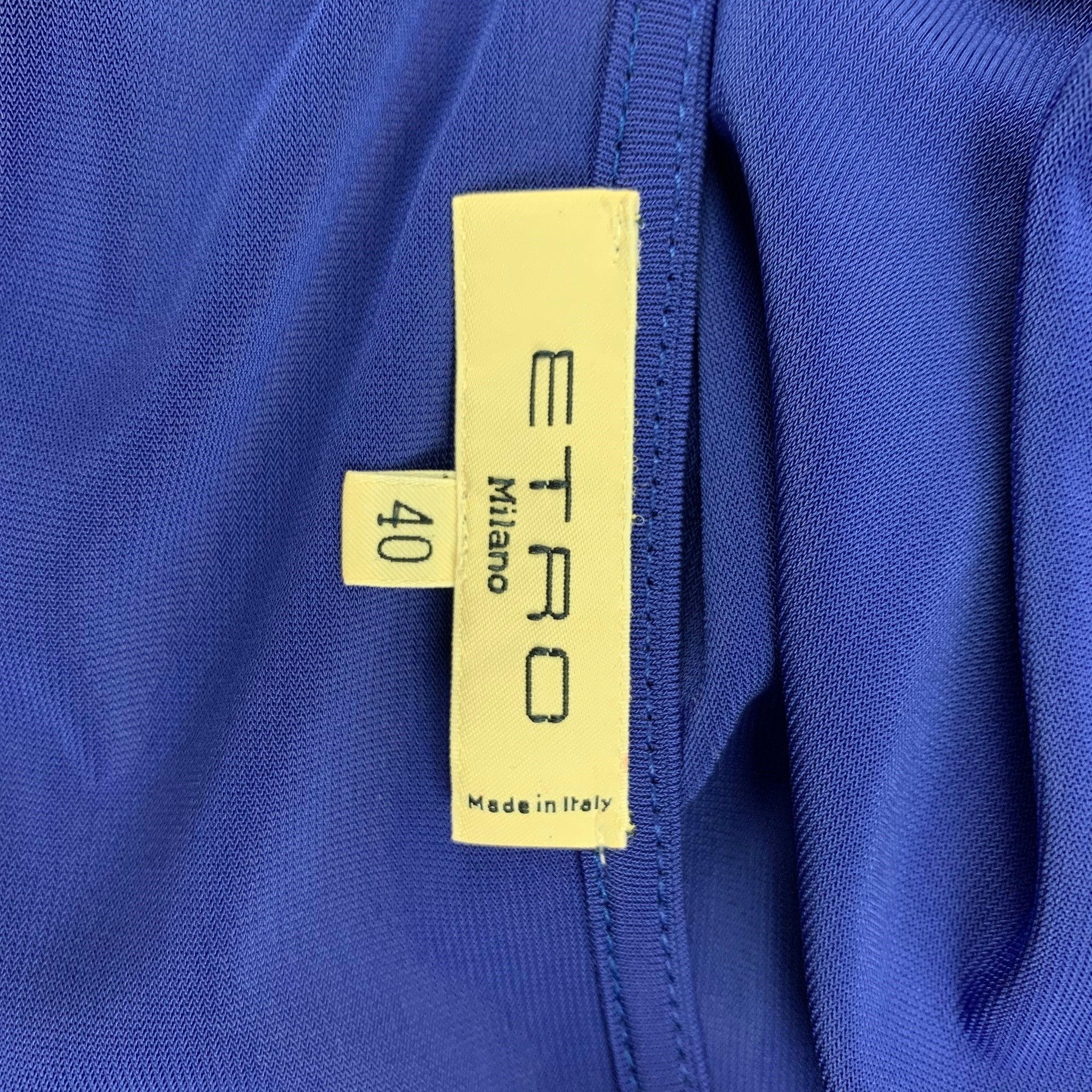 ETRO Size 4 Cobalt Viscose Ruched T-Shirt For Sale 1