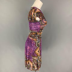 ETRO Size 4 Purple Multi-Color Viscose Paisley Sleeveless Dress
