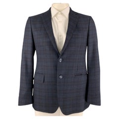 ETRO 40 Grey Plaid Wool / Elastane Notch Lapel Sport Coat For Sale at ...