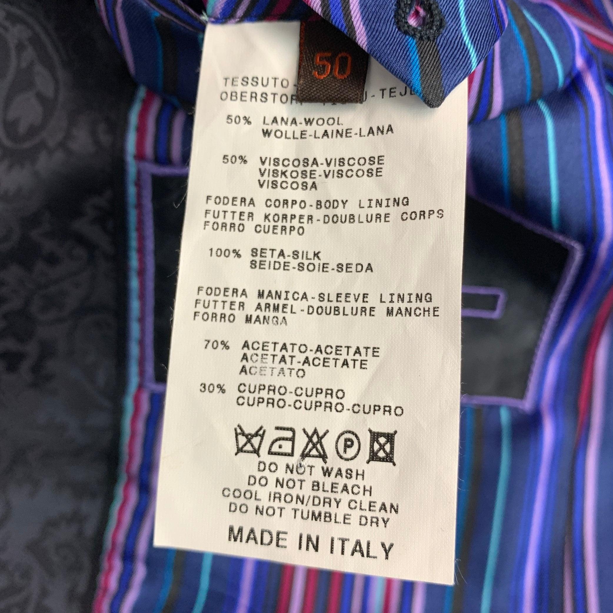 ETRO Size 40 Black Paisley Wool Blend Peak Lapel Sport Coat 3