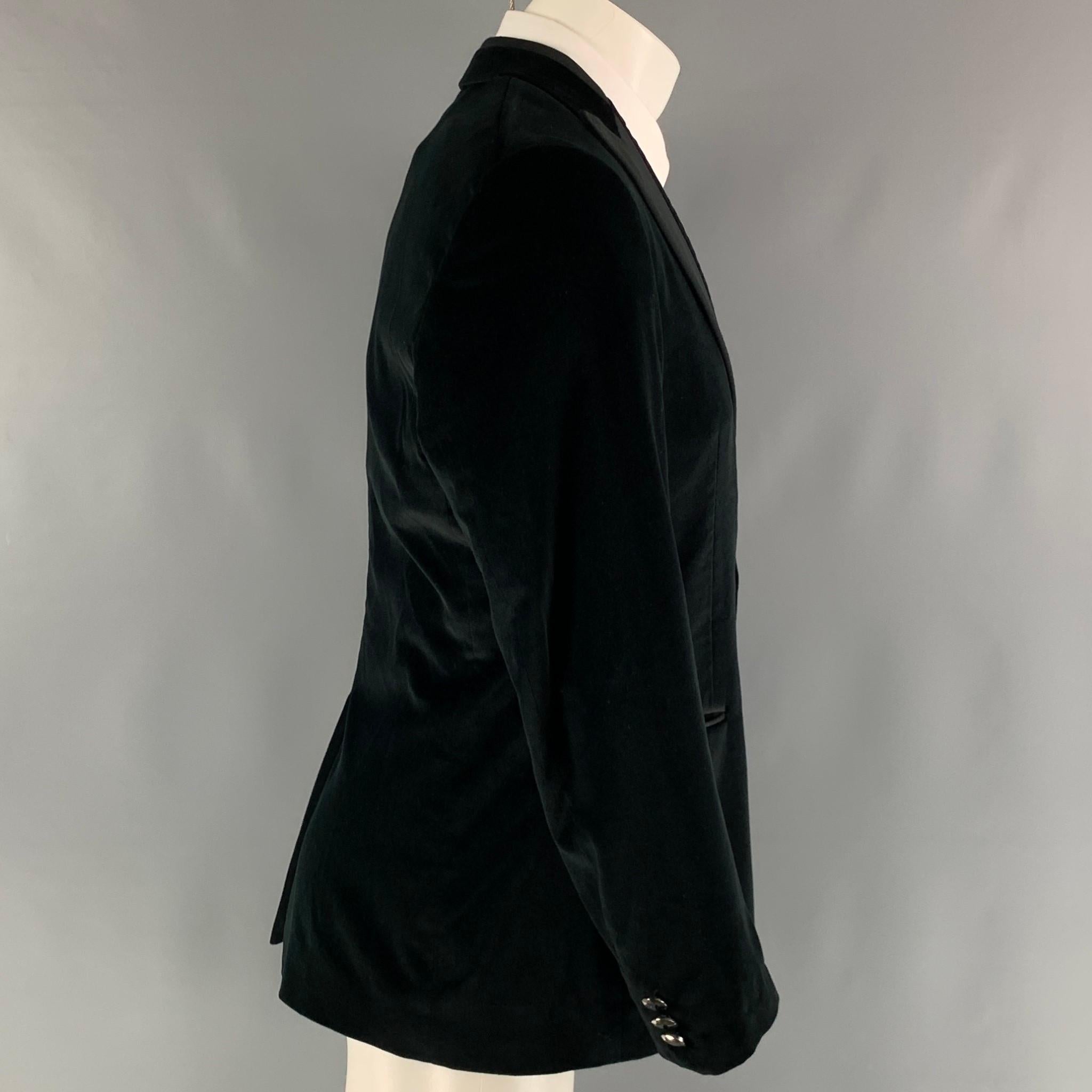 ETRO Size 40 Black Velvet Cotton Blend Peak Lapel Sport Coat In Excellent Condition In San Francisco, CA