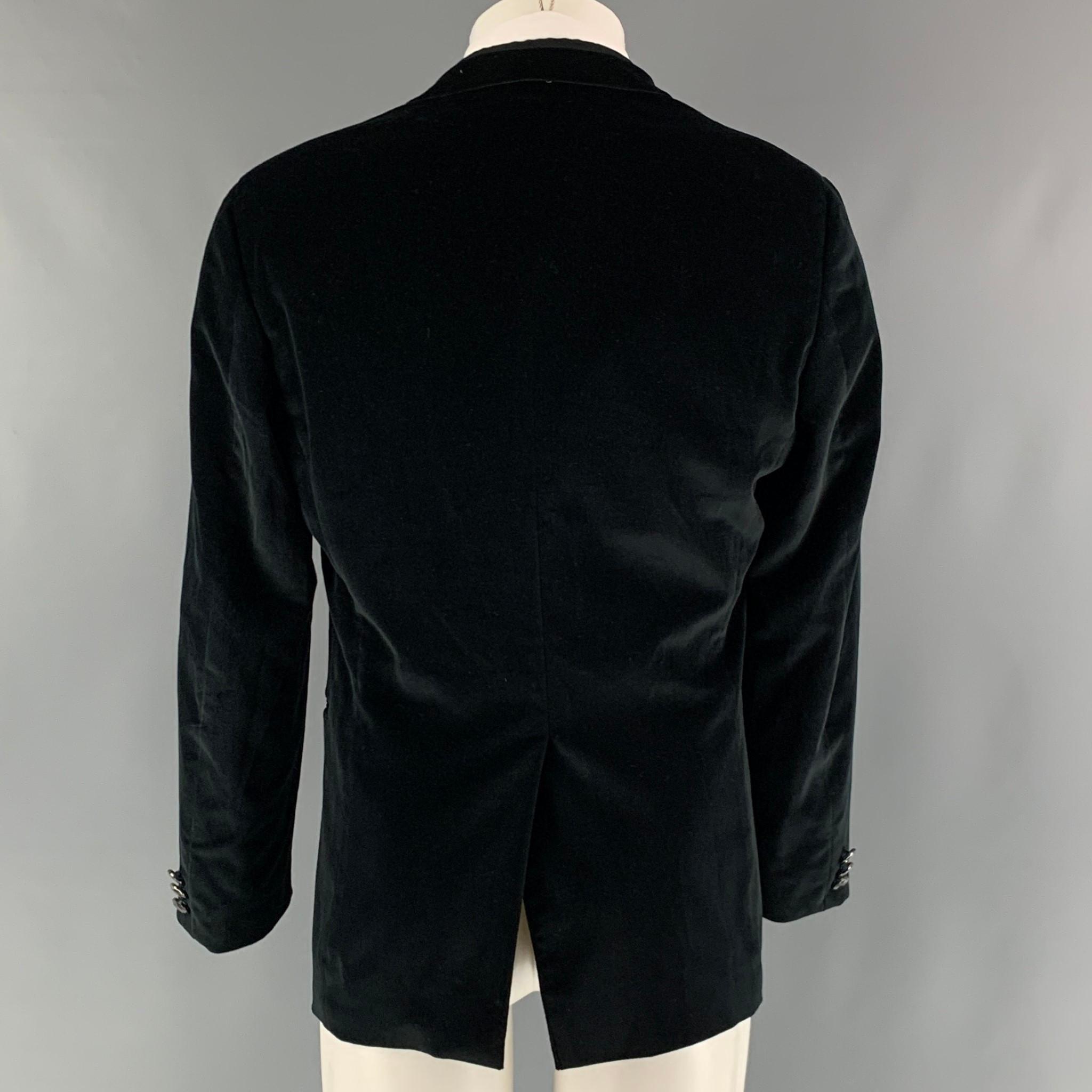 Men's ETRO Size 40 Black Velvet Cotton Blend Peak Lapel Sport Coat