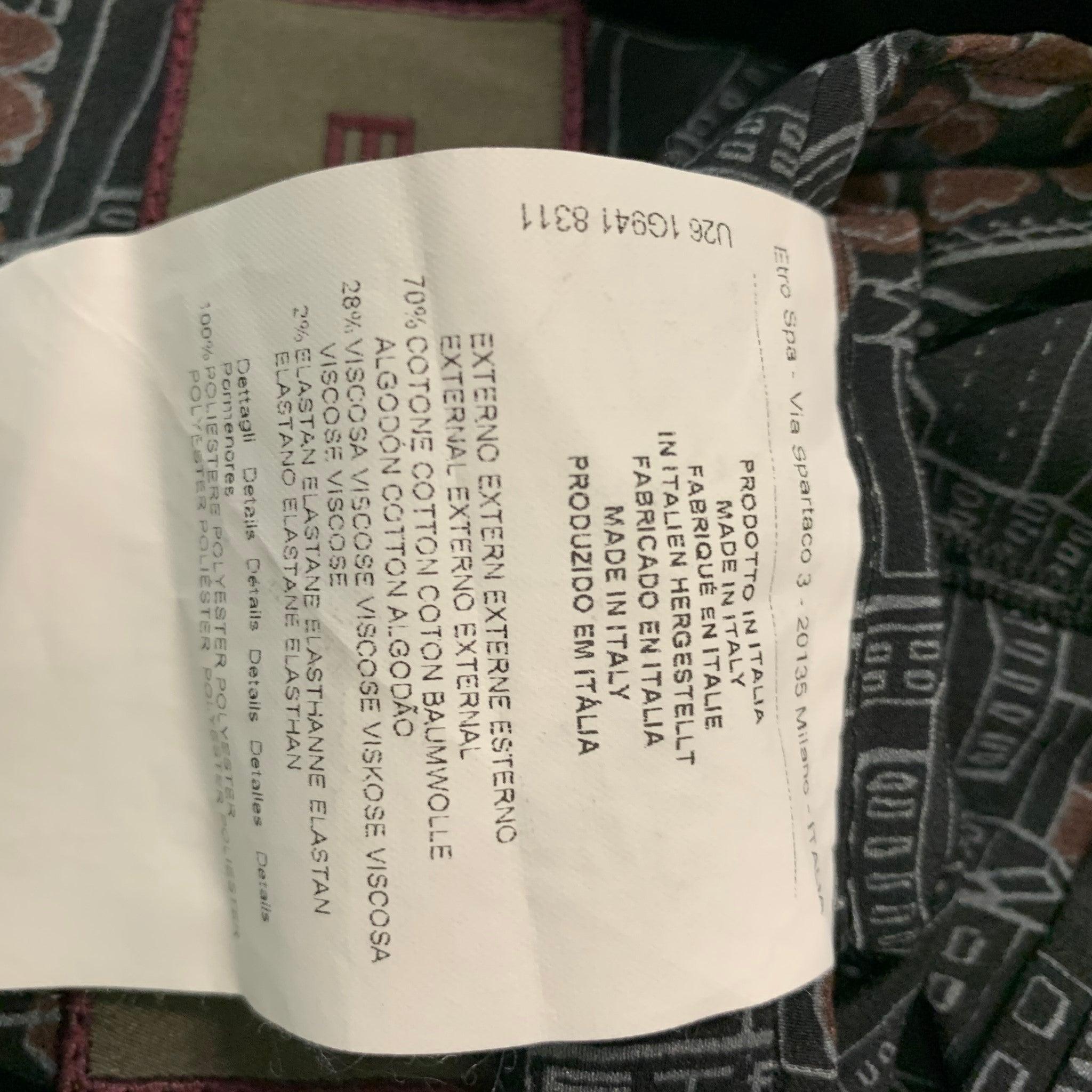 ETRO  Größe 40 Schwarzer Samt-Baumwollmischung Sportmantel mit Revers im Angebot 1