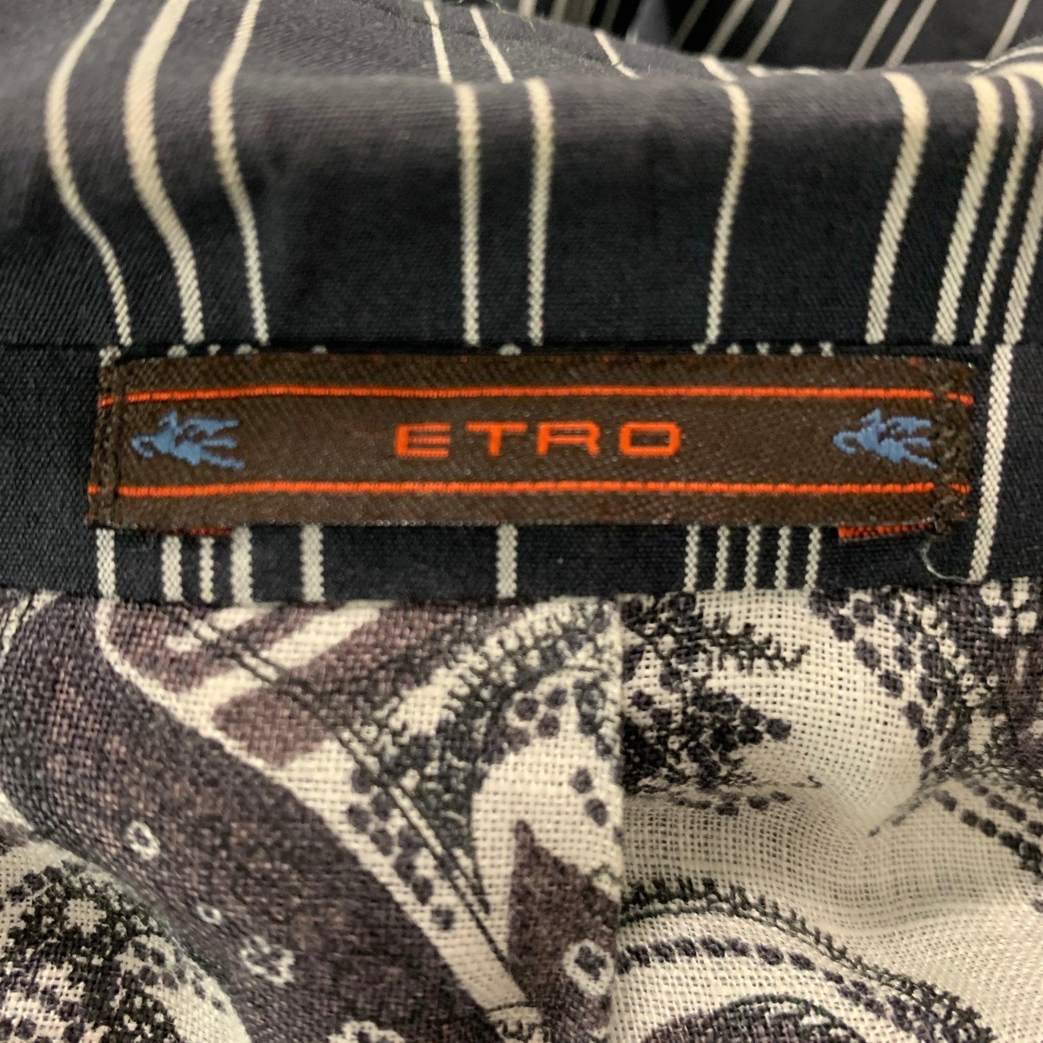 ETRO Size 40 Black White Stripe Cotton Peak Lapel Suit For Sale 4