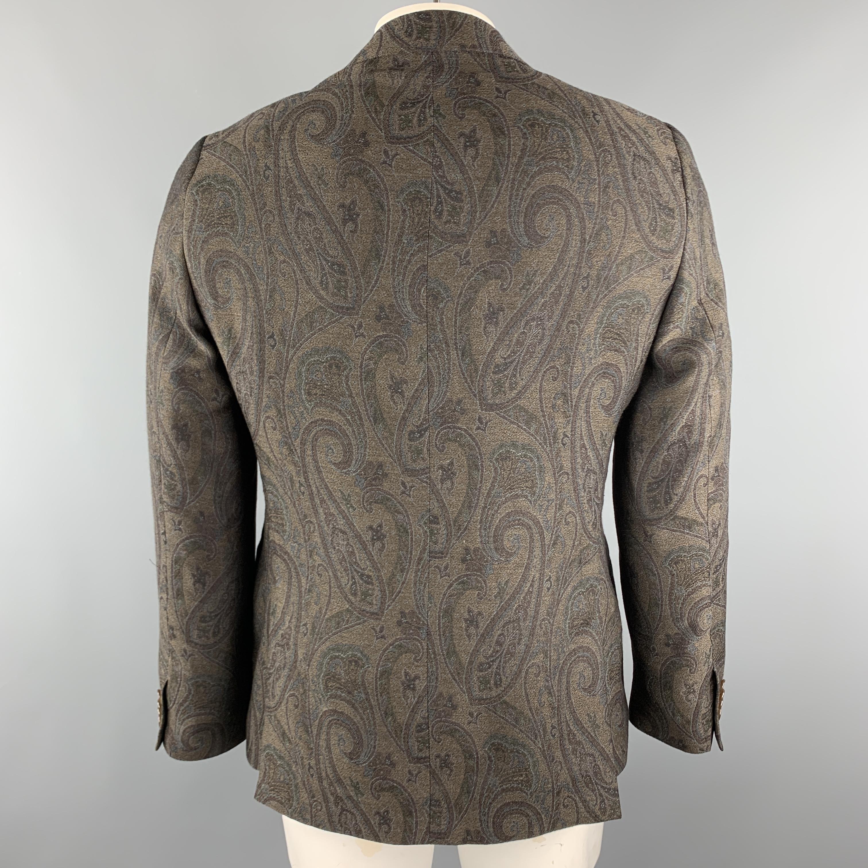 ETRO Size 40 Brown Paisley Wool / Silk Notch Lapel Sport Coat In Excellent Condition In San Francisco, CA