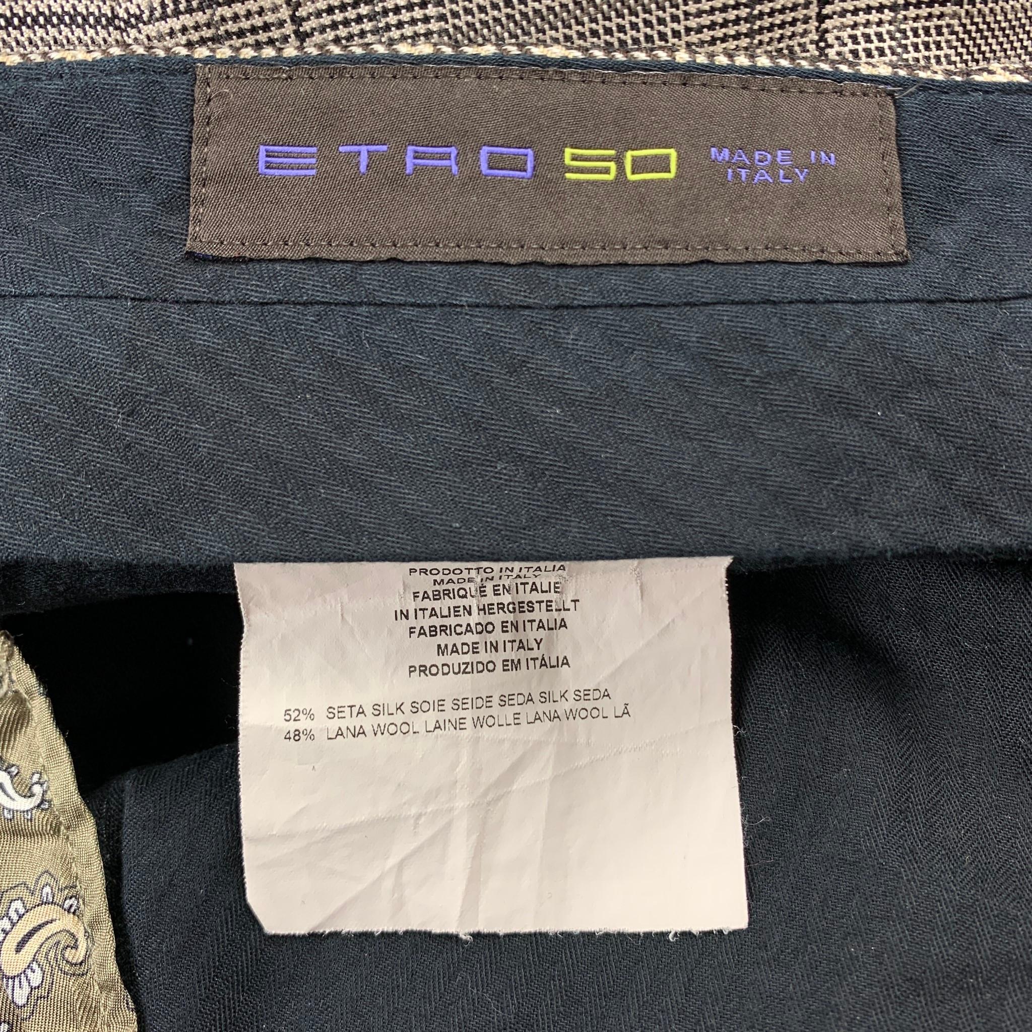ETRO Size 40 Brown Plaid Silk / Wool Peak Lapel Suit 3