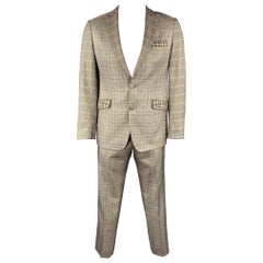 ETRO Size 40 Brown Plaid Silk / Wool Peak Lapel Suit