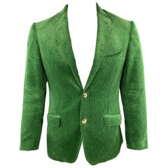 ETRO Size 40 Green Corduroy Notch Lapel Two Buttons Sport Coat Jacket