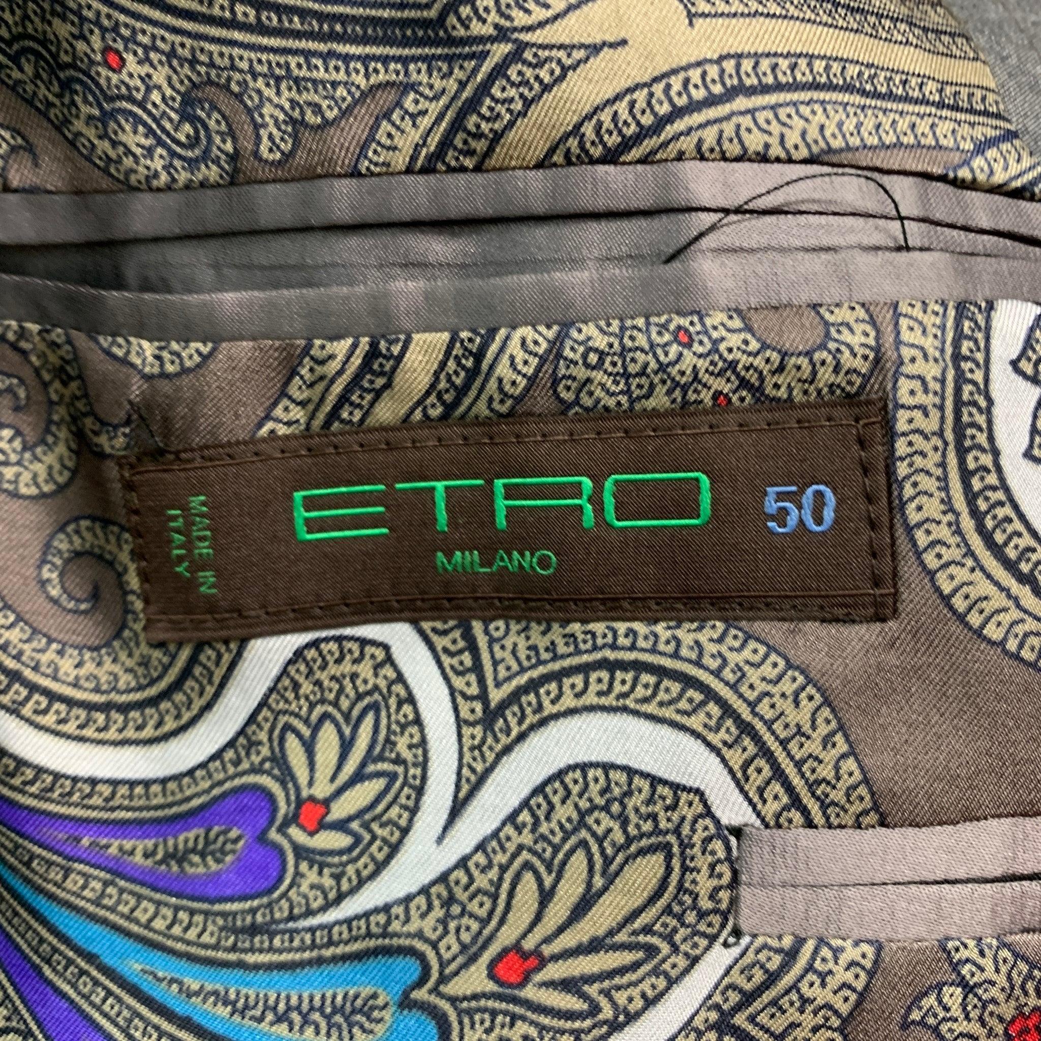 ETRO Size 40 Grey Brown Stripe Cotton Single breasted Sport Coat For Sale 6