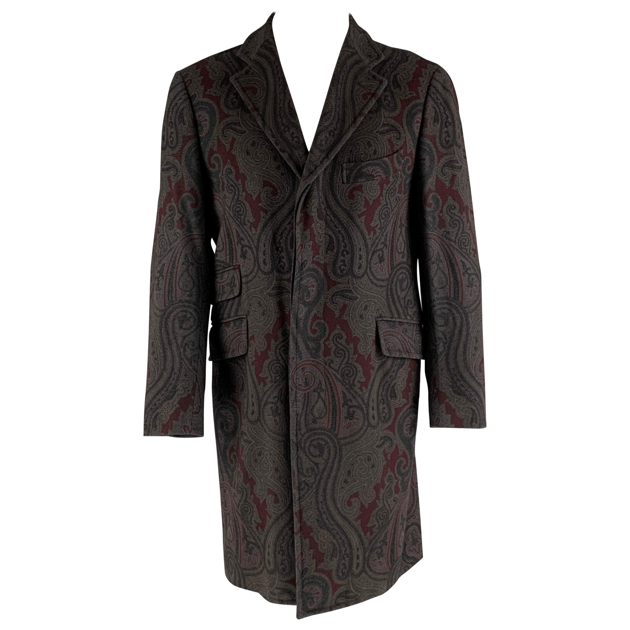 ETRO Taille 40 Manteau en laine polyamide gris bourgogne marguerite