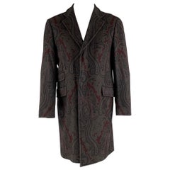 ETRO Taille 40 Manteau en laine polyamide gris bourgogne marguerite