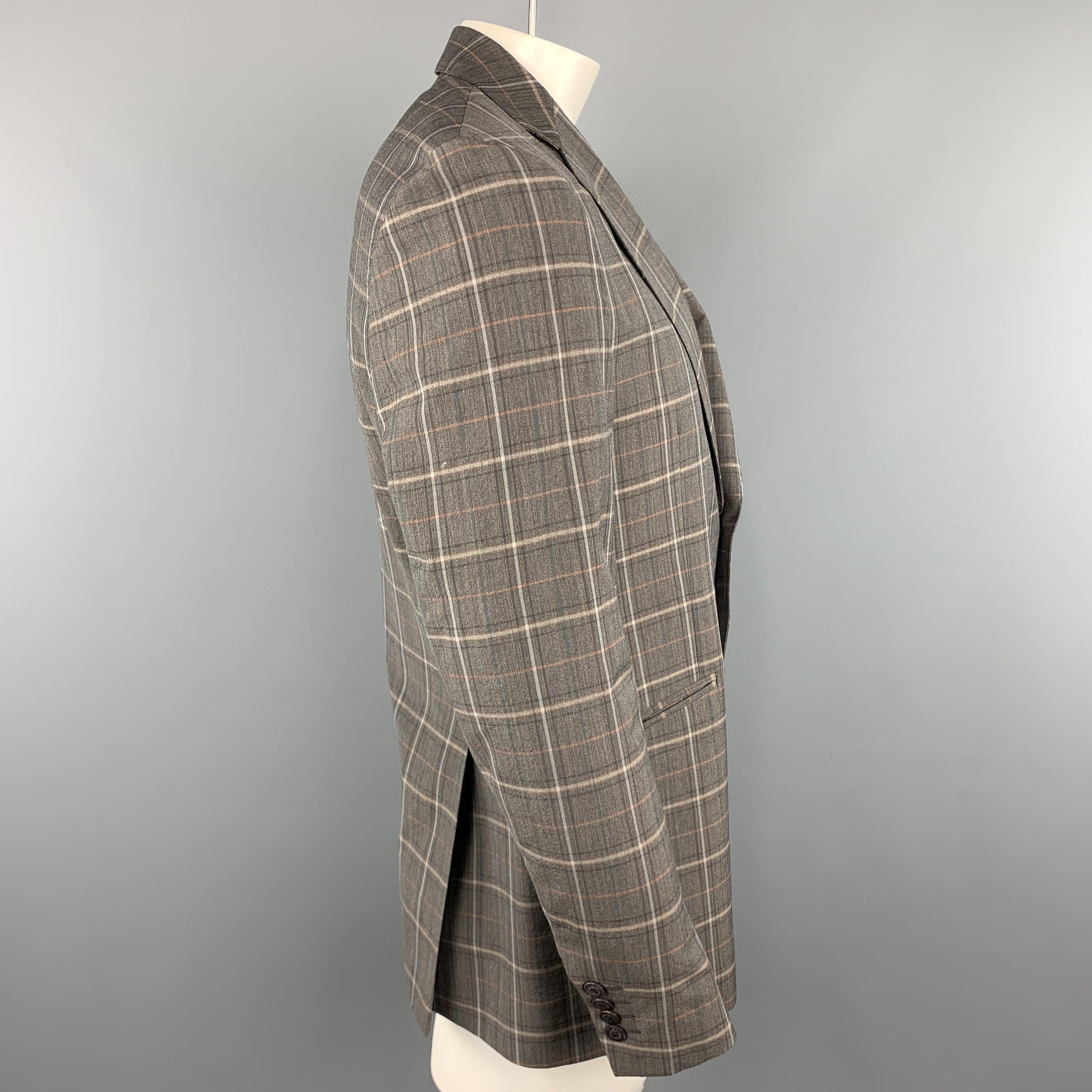 ETRO Size 40 Grey Plaid Wool  Elastane Notch Lapel Sport Coat In Excellent Condition For Sale In San Francisco, CA