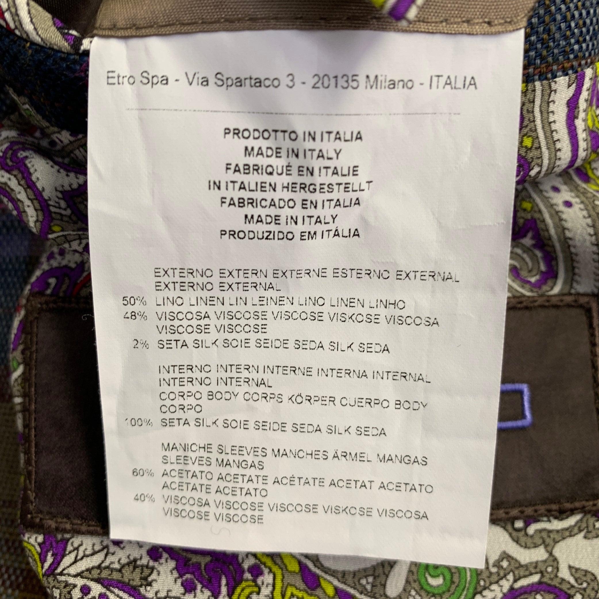 ETRO Größe 40 Mehrfarbig kariert Leinenmischung Notch Revers Sportmantel im Angebot 3