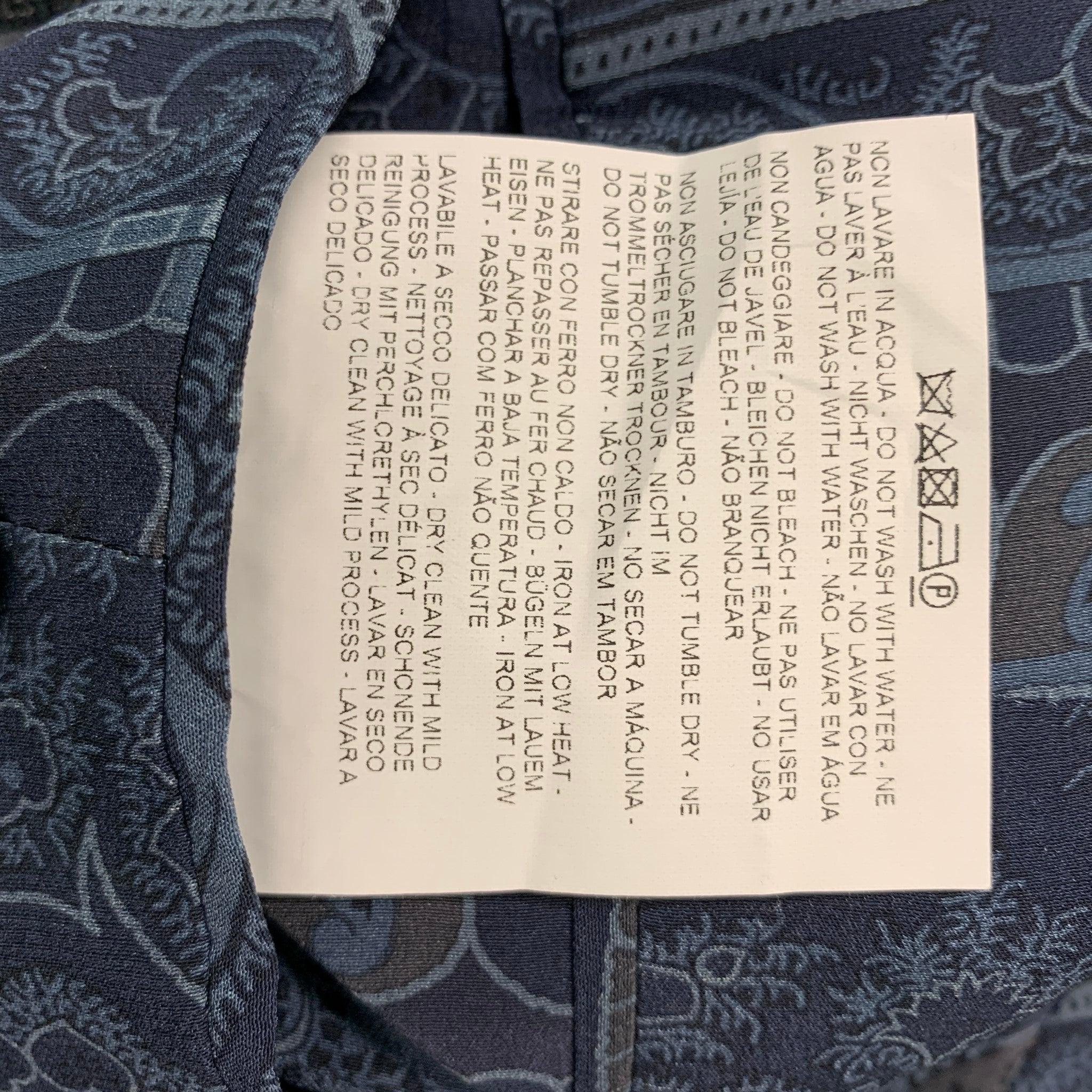 ETRO Größe 40 Navy Grau Jacquard Wolle Mischung Notch Revers Sport Mantel im Angebot 2