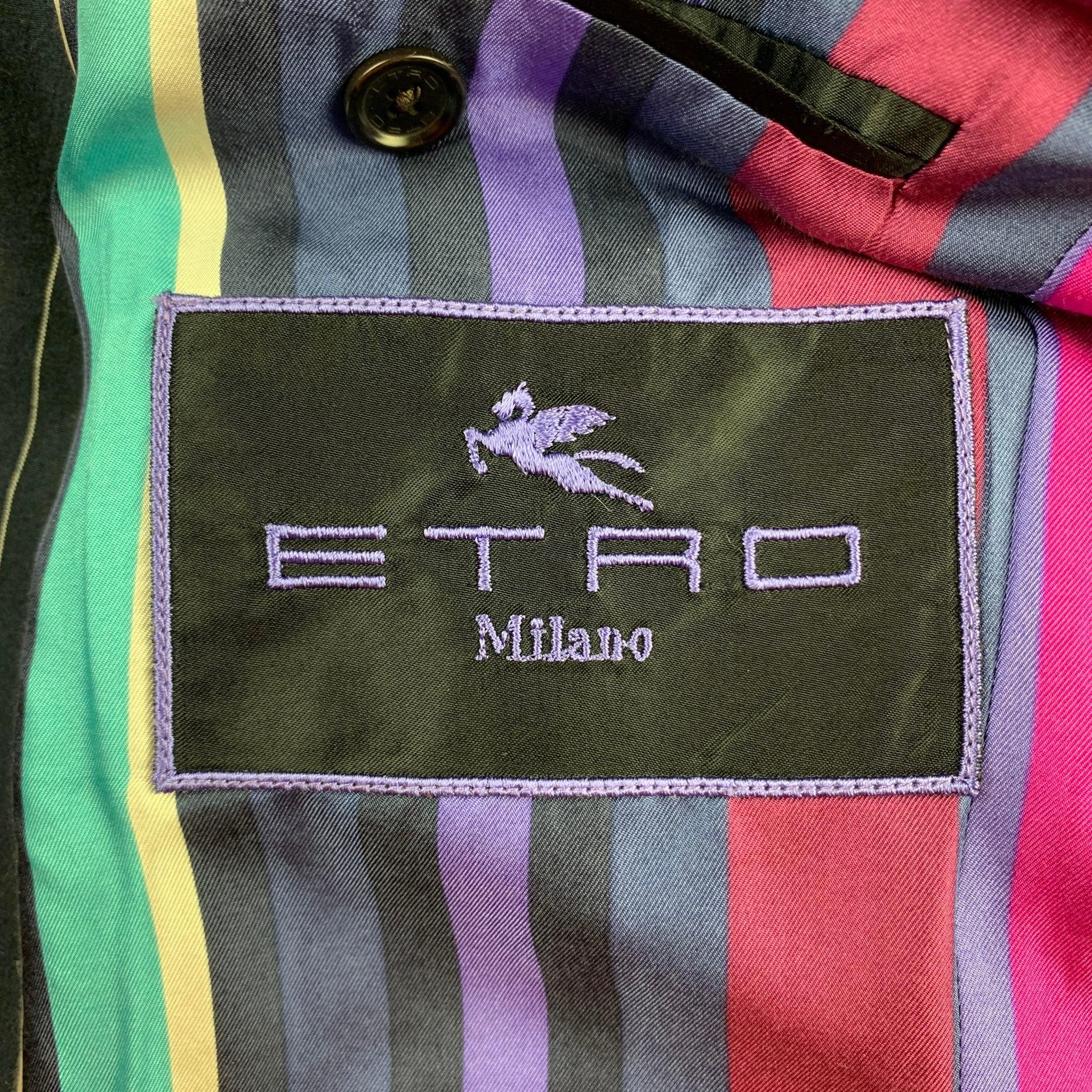 ETRO Size 40 Navy Pinstripe Cotton Notch Lapel Sport Coat For Sale 3