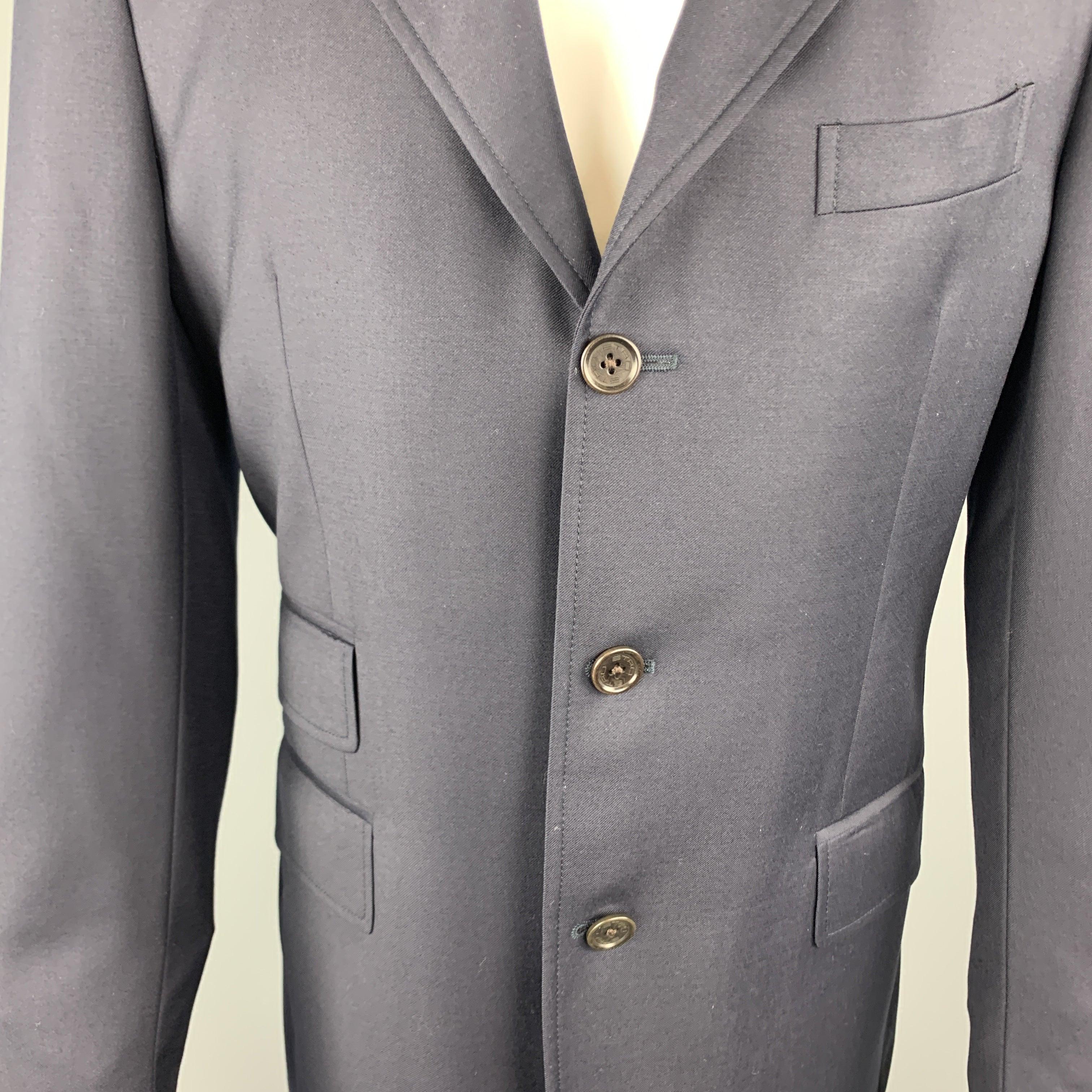 ETRO Taille 40 Navy Solid Wool Notch Tab Lapel Sport Coat Excellent état - En vente à San Francisco, CA