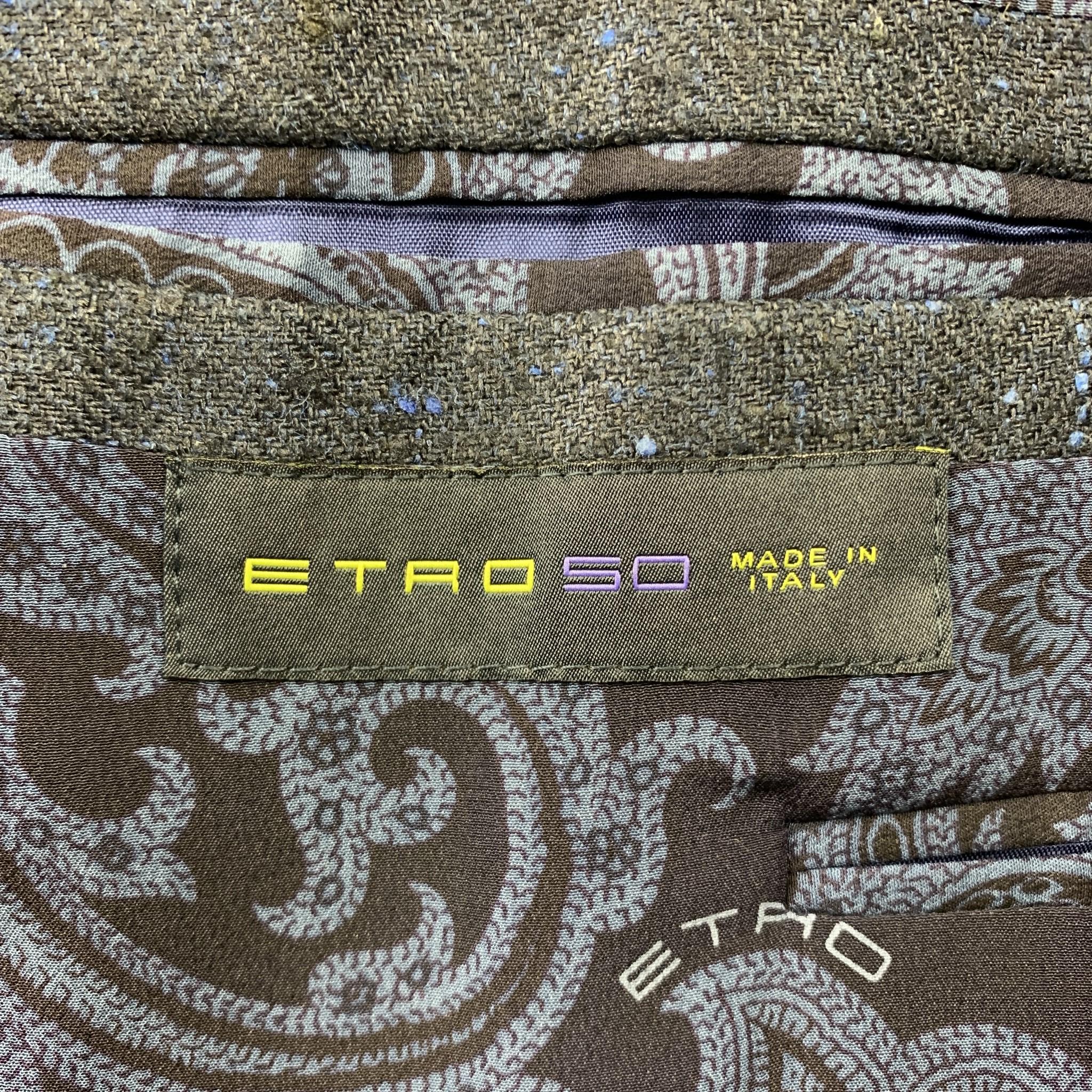 ETRO Size 40 Navy Textured Silk / Linen Notch Lapel Sport Coat In Excellent Condition In San Francisco, CA
