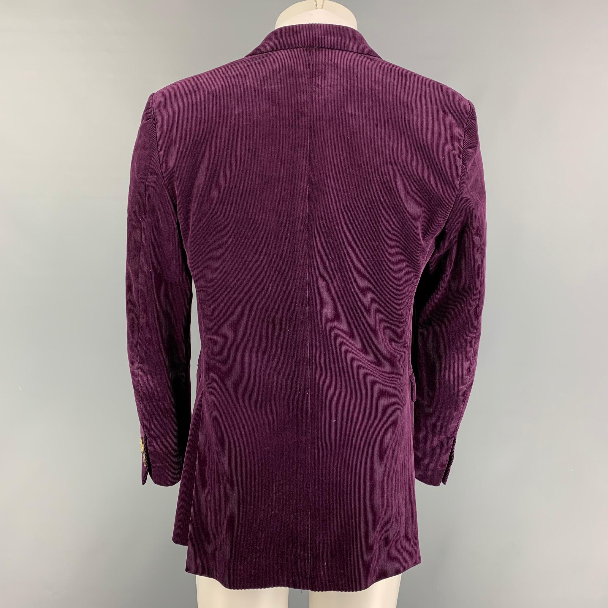 Black ETRO Size 40 Purple Corduroy Cotton Notch Lapel Sport Coat