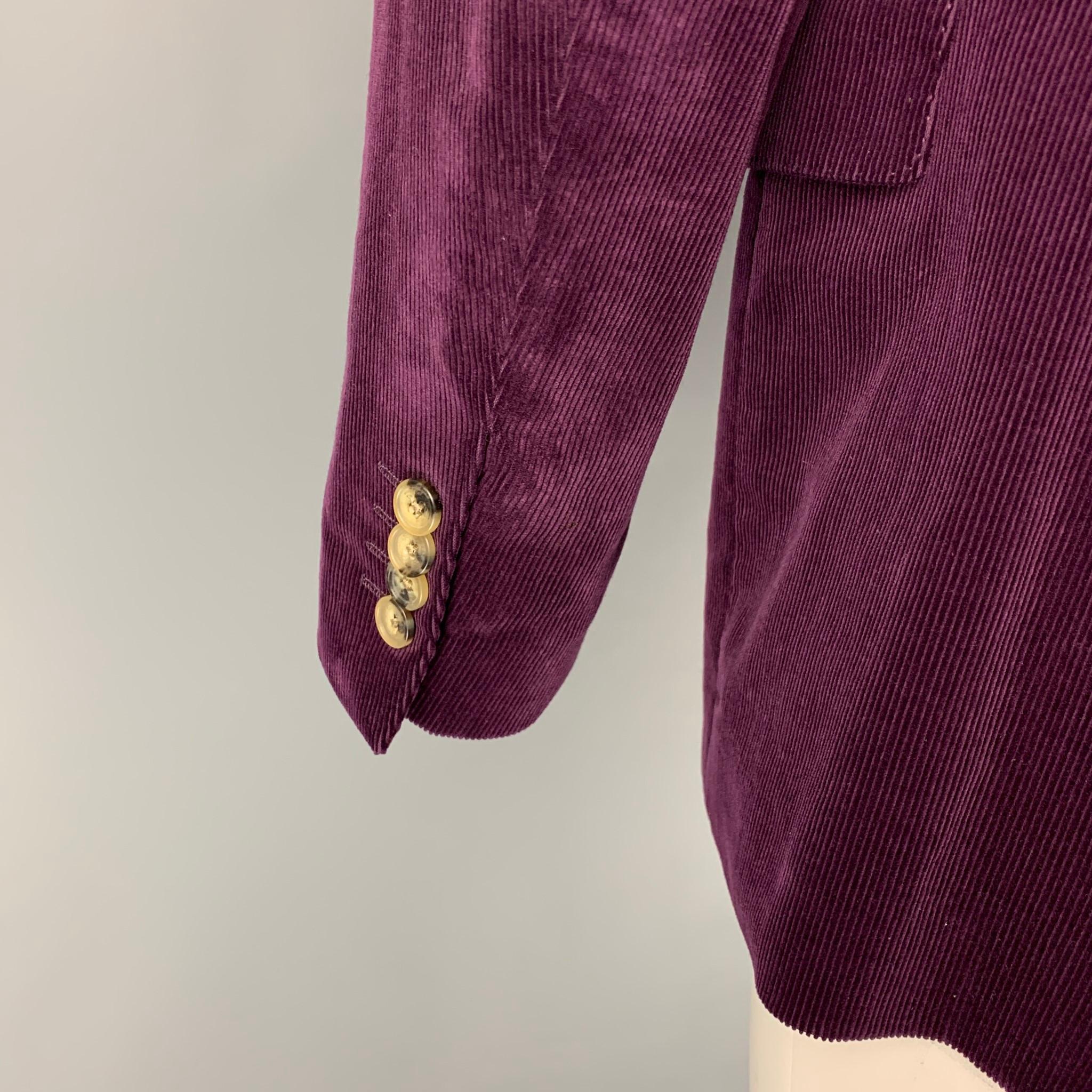 ETRO Size 40 Purple Corduroy Cotton Notch Lapel Sport Coat In Good Condition In San Francisco, CA