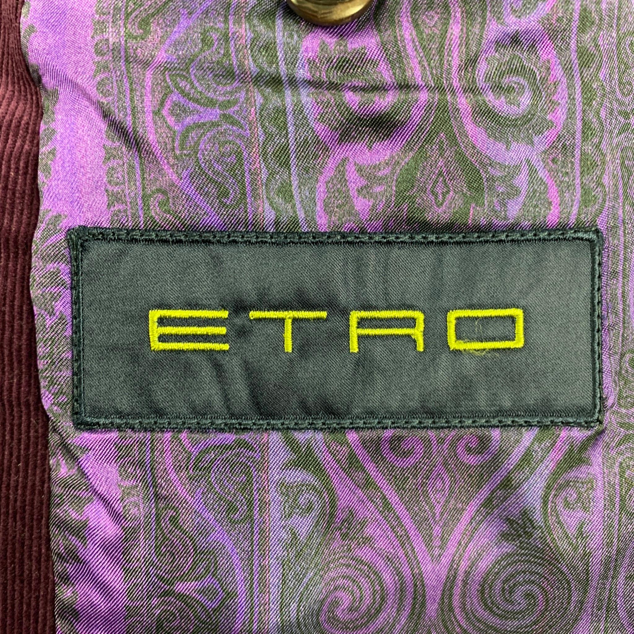ETRO Size 40 Purple Corduroy Cotton Notch Lapel Sport Coat 1