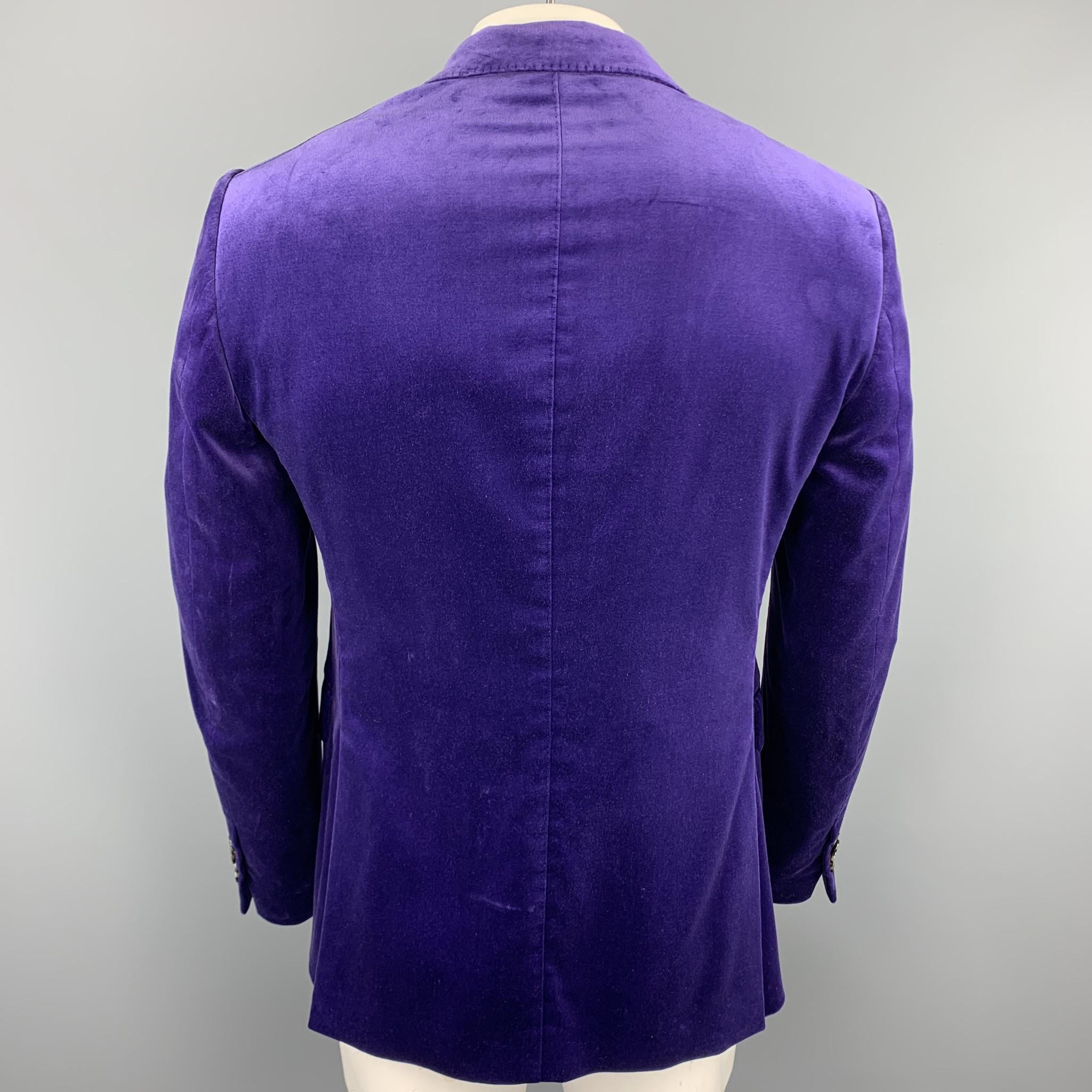 Men's ETRO Size 40 Purple Solid Velvet Notch Lapel Sport Coat