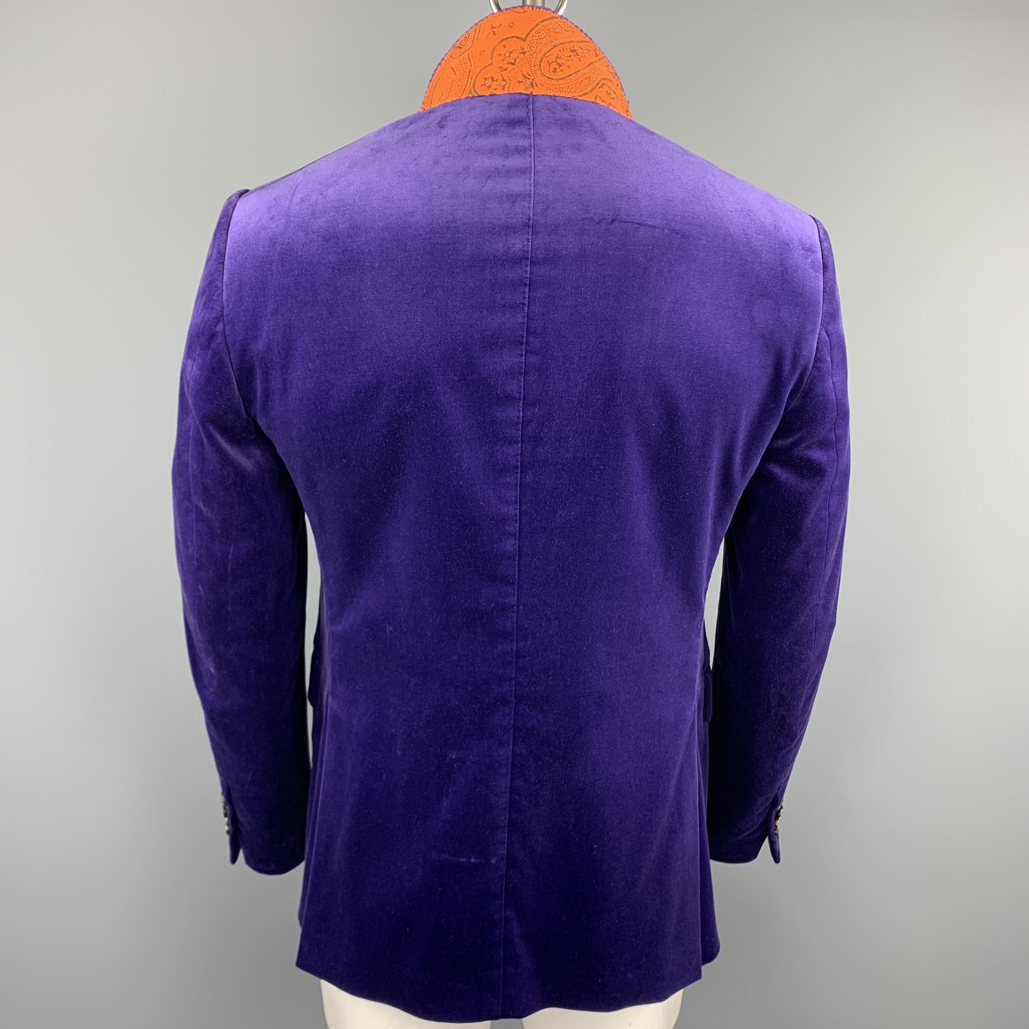 ETRO Size 40 Purple Solid Velvet Notch Lapel Sport Coat 2
