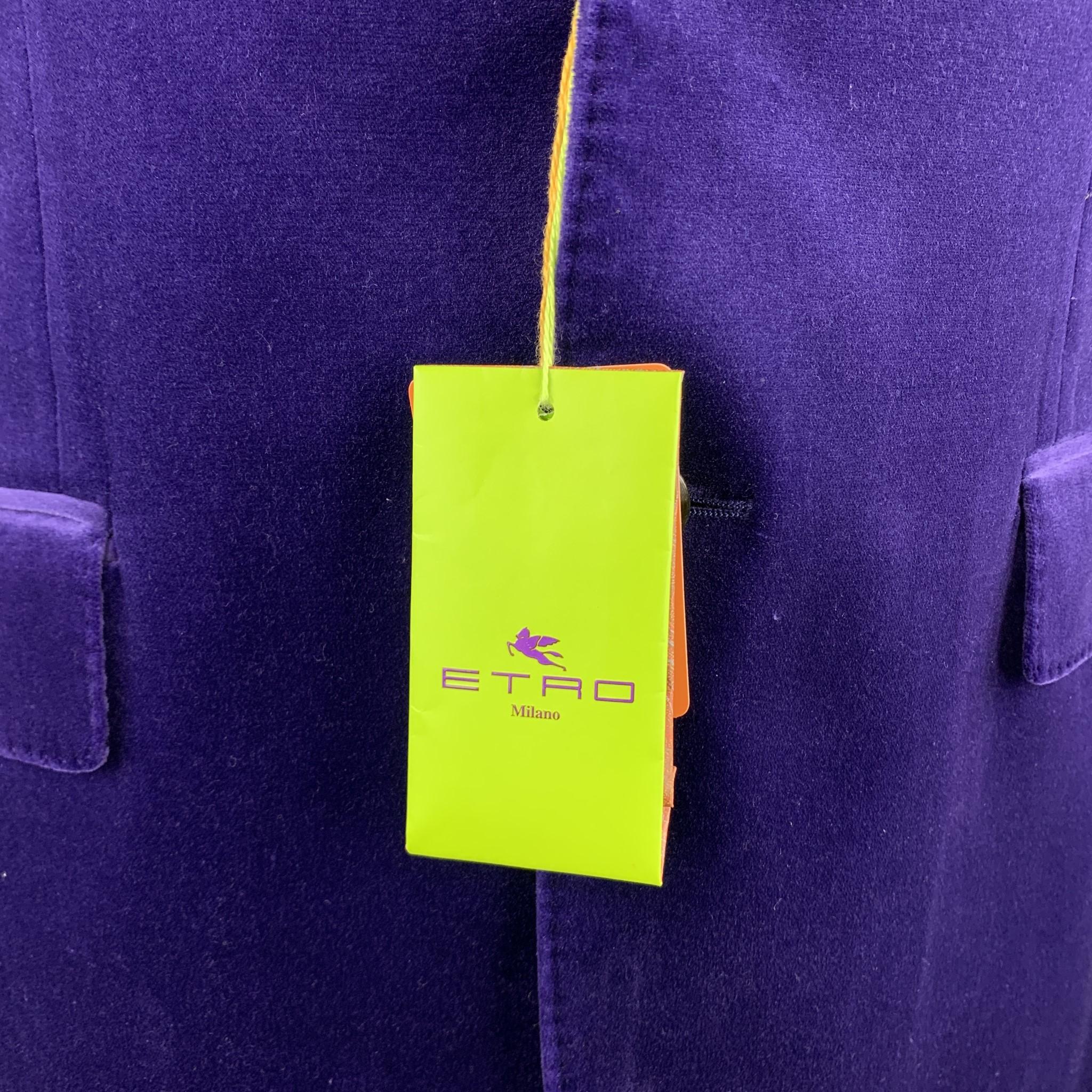 ETRO Size 40 Purple Solid Velvet Notch Lapel Sport Coat 4