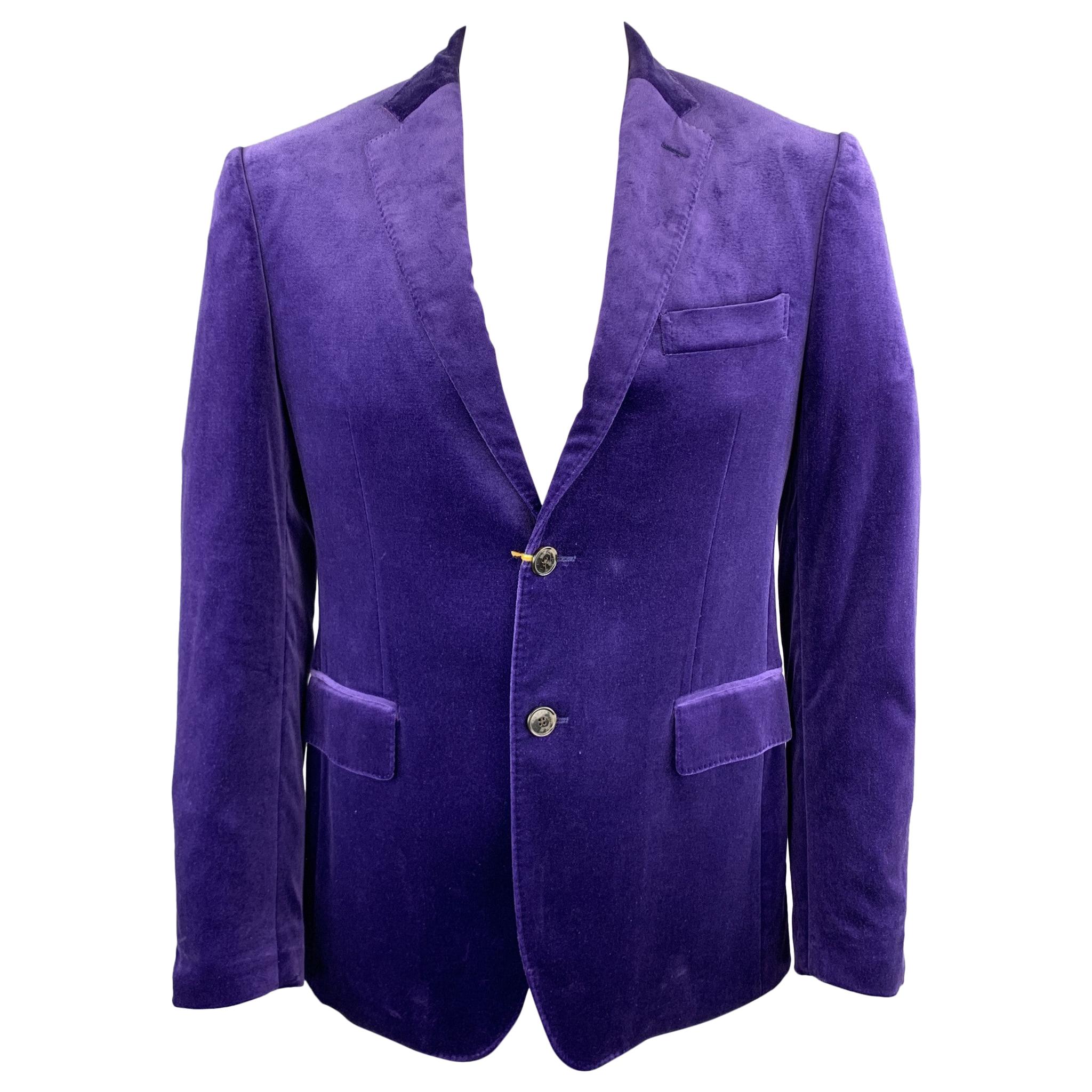 ETRO Size 40 Purple Solid Velvet Notch Lapel Sport Coat